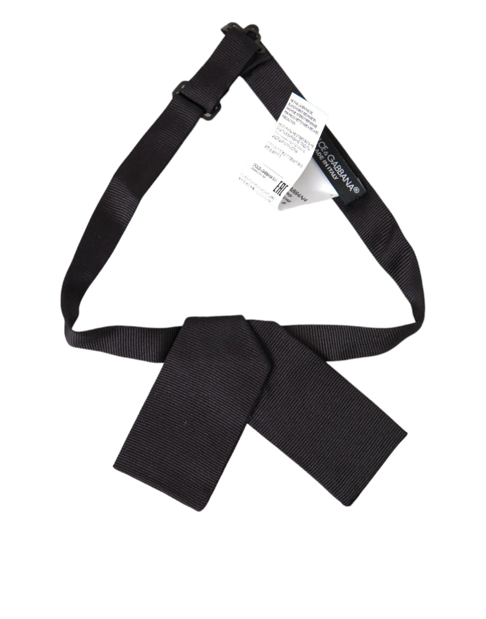 Dolce & Gabbana Black Silk Adjustable Neck Men Bow Tie