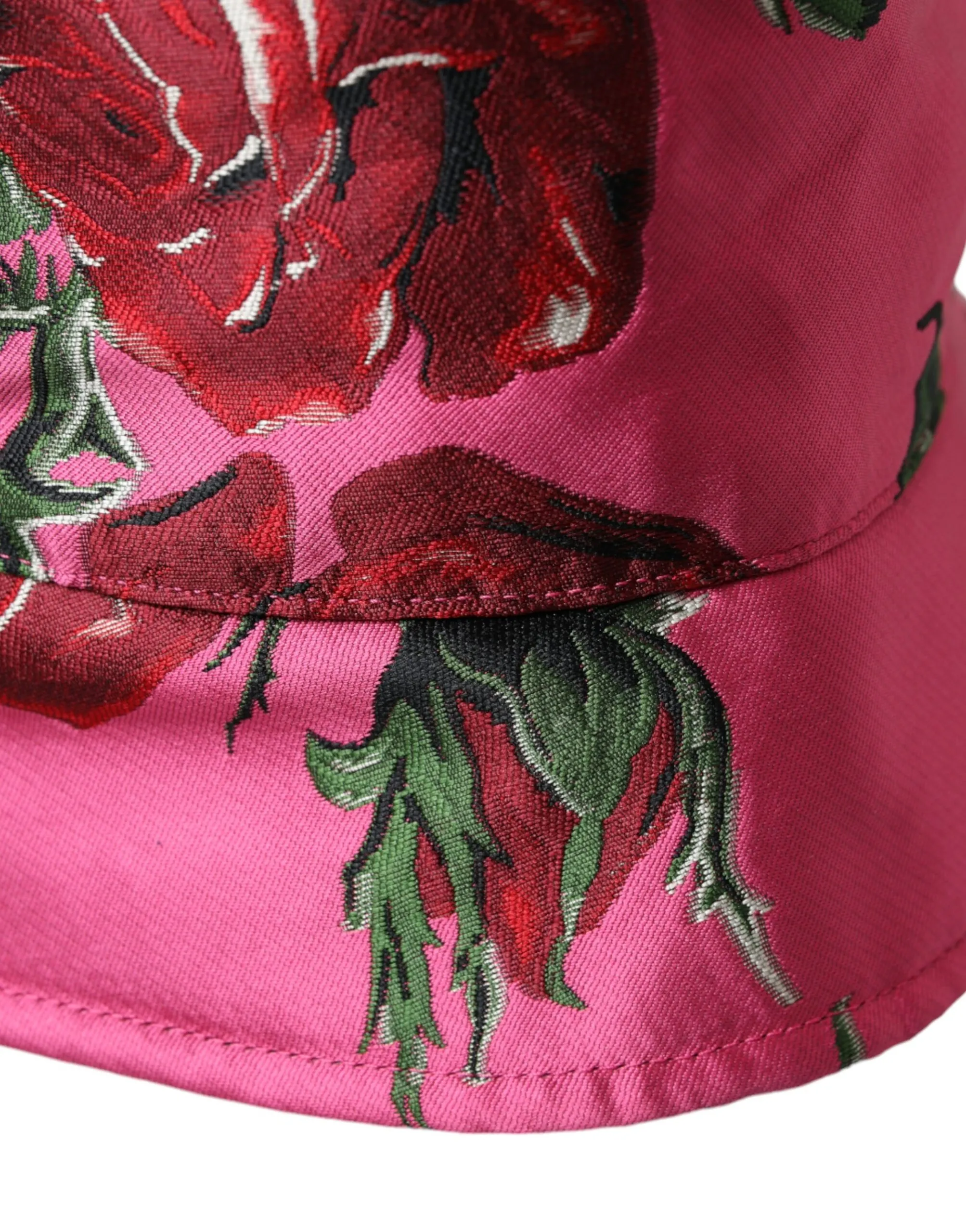 Dolce & Gabbana Men's Pink Floral Cap Cotton Bucket Hat Men