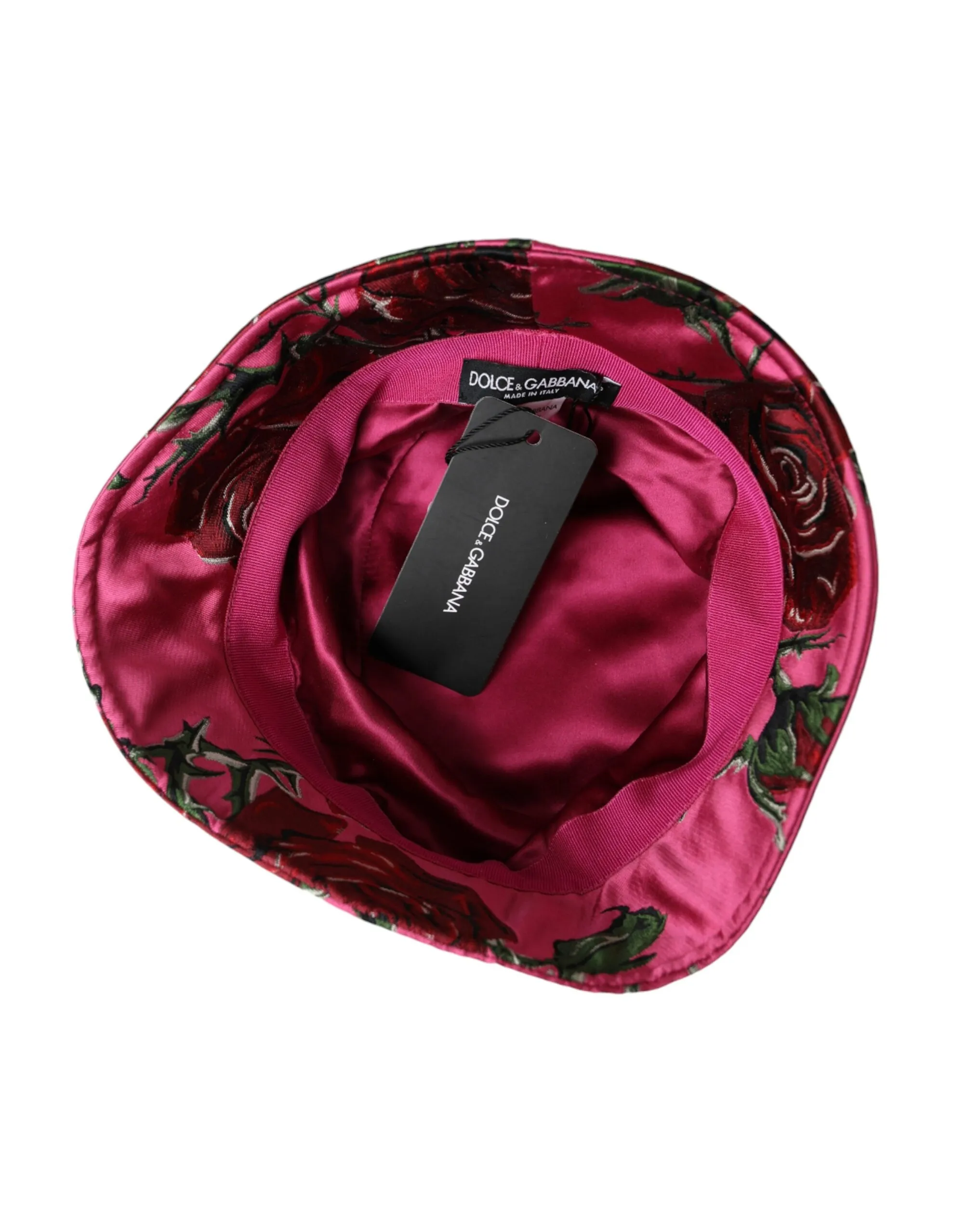 Dolce & Gabbana Men's Pink Floral Cap Cotton Bucket Hat Men
