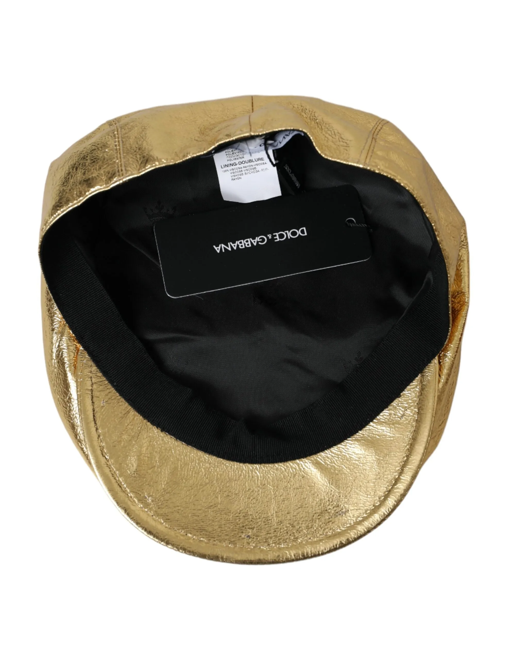 Dolce & Gabbana Men's Metallic Gold Polyester Newsboy Hat Men