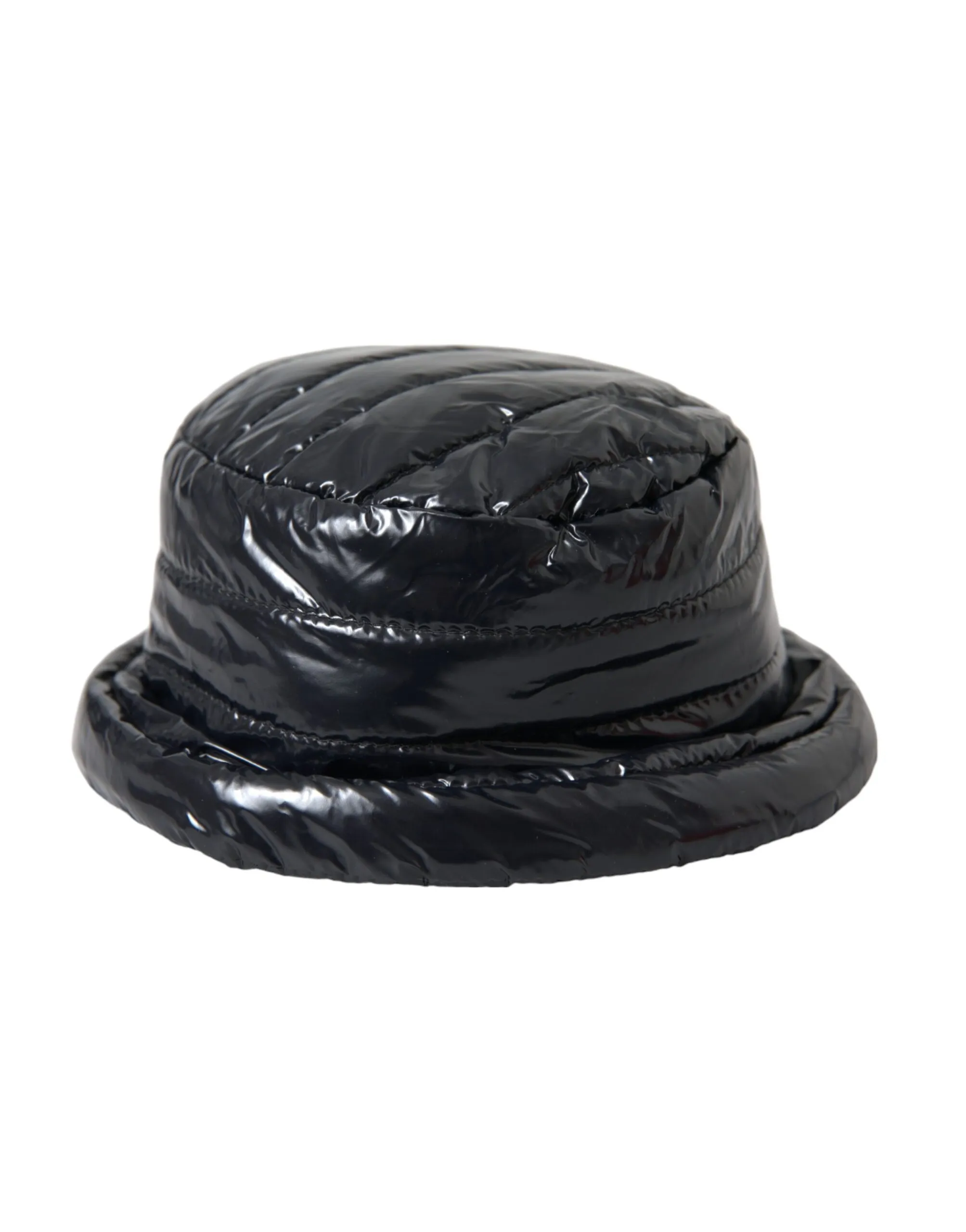 Dolce & Gabbana Men's Black Quilted Faux Leather Bucket Hat Men