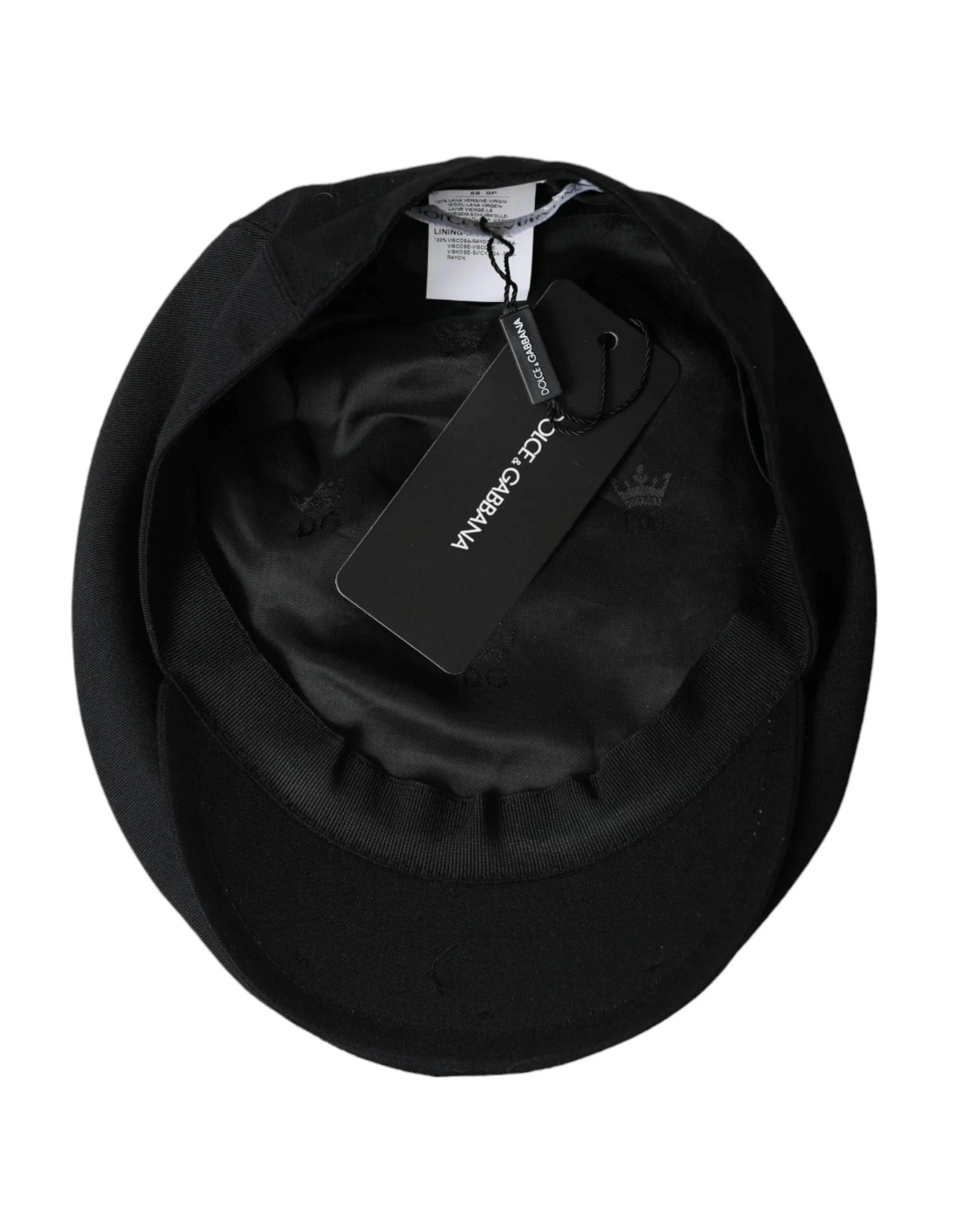 Dolce & Gabbana Men's Black Virgin Wool Newsboy Hat Men