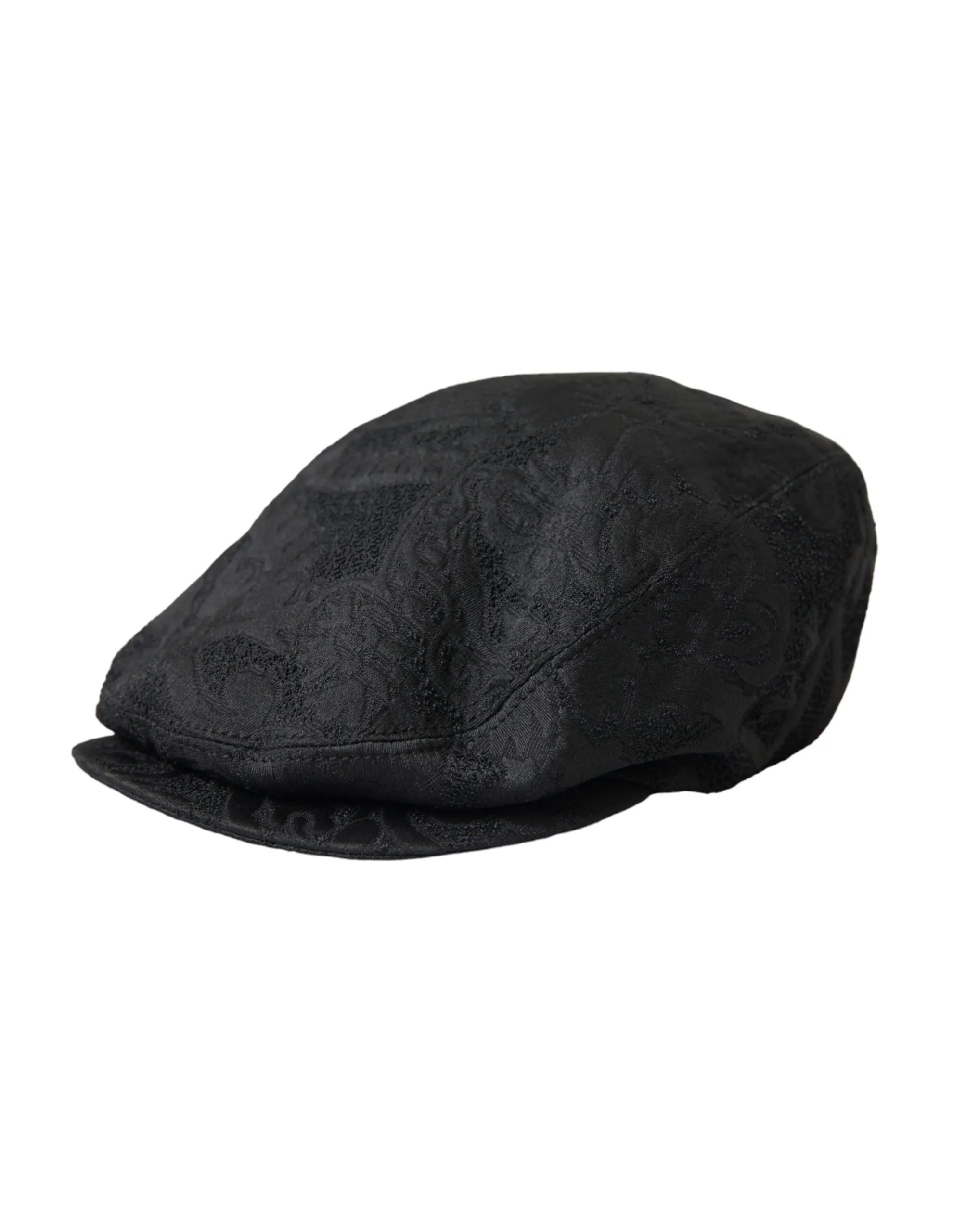 Dolce & Gabbana Men's Black Floral Brocade Newsboy Hat Men
