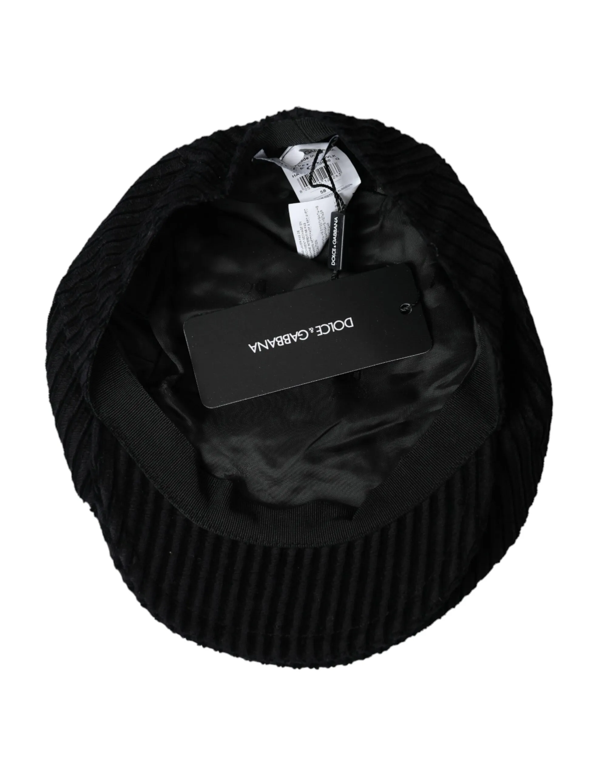 Dolce & Gabbana Men's Black Stripes Cotton Newsboy Hat Men