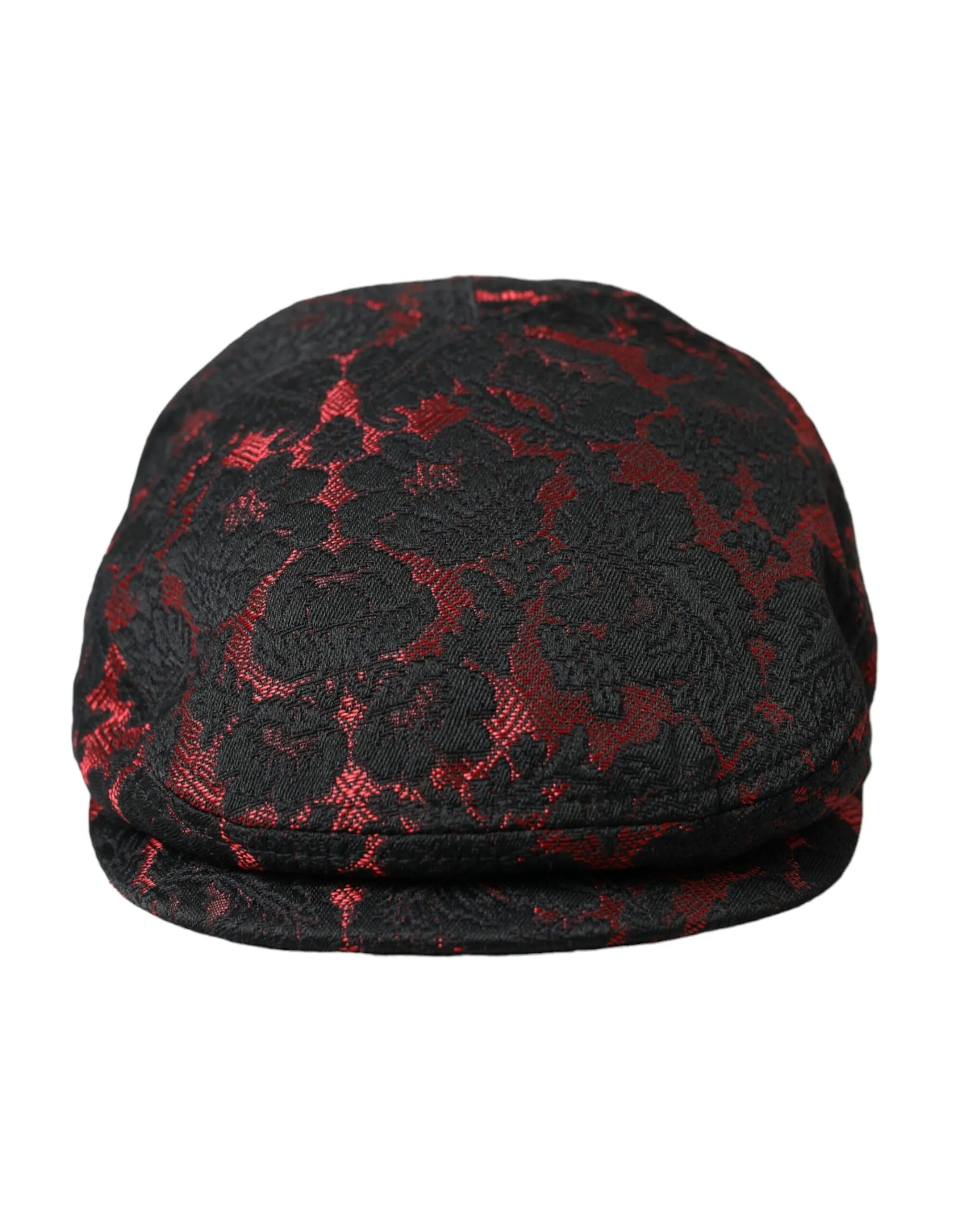 Dolce & Gabbana Men's Black Red Floral Jacquard Newsboy Hat Men
