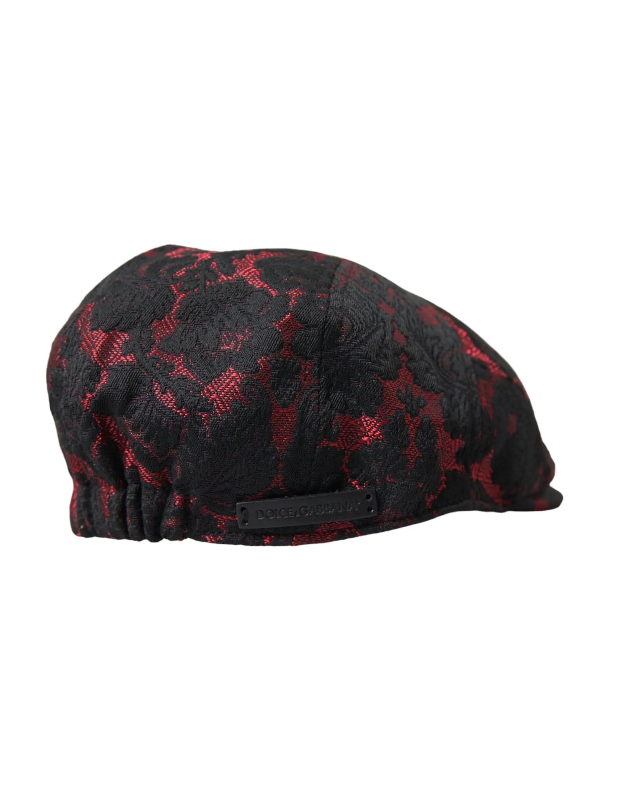 Dolce & Gabbana Men's Black Red Floral Jacquard Newsboy Hat Men