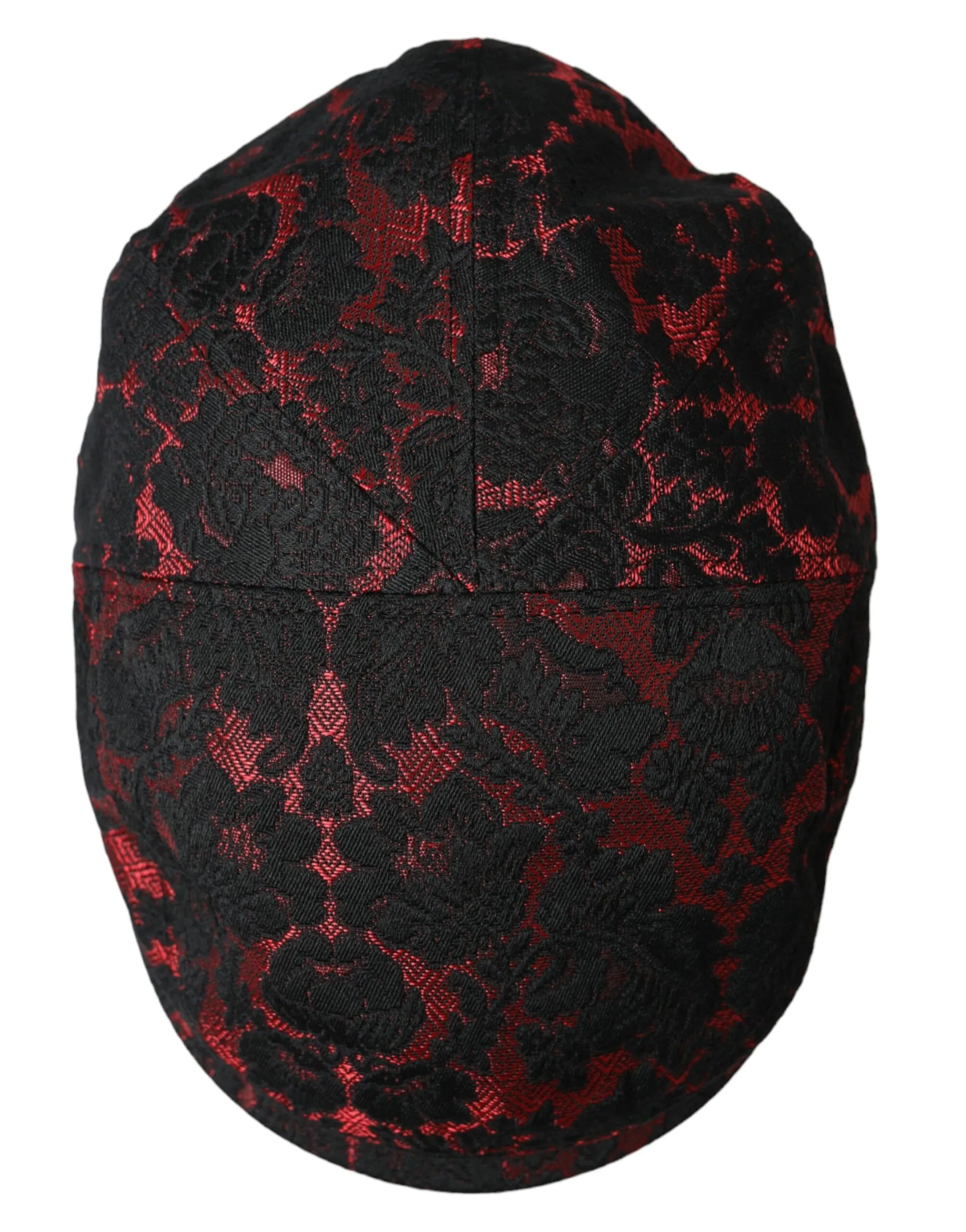 Dolce & Gabbana Men's Black Red Floral Jacquard Newsboy Hat Men