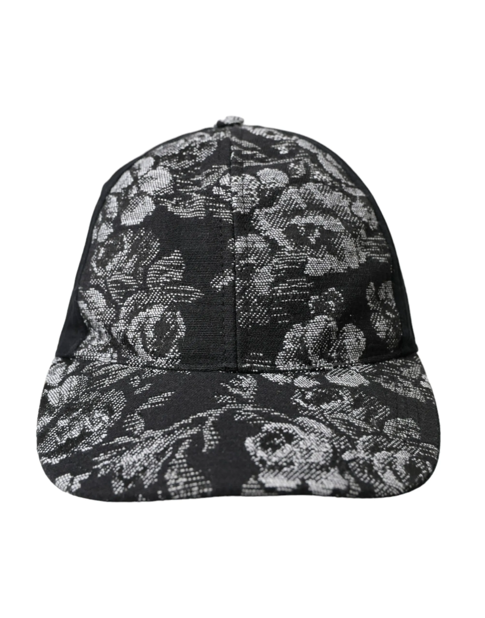 Dolce & Gabbana Men's Black Silver Floral Print Baseball Hat Men