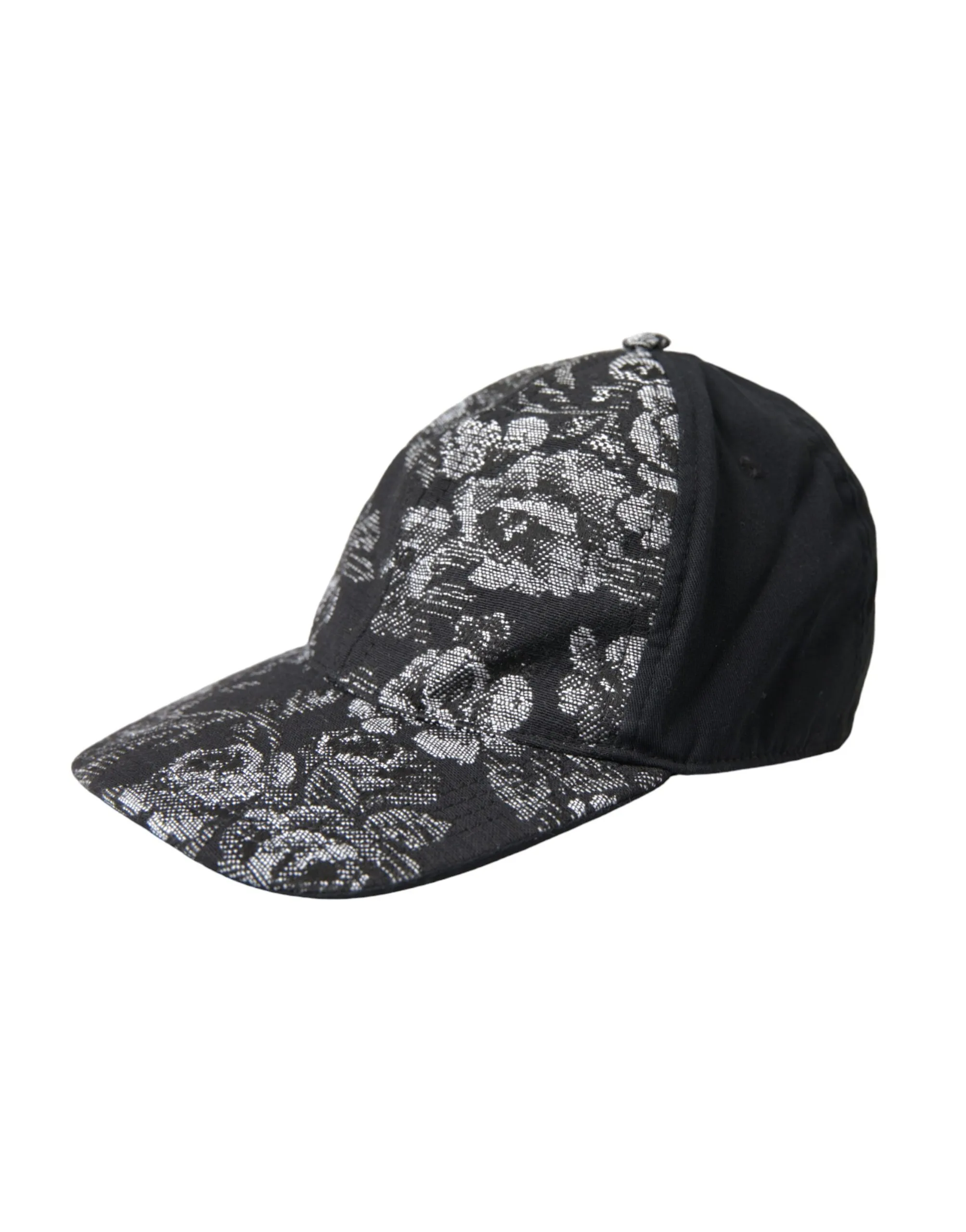 Dolce & Gabbana Men's Black Silver Floral Print Baseball Hat Men