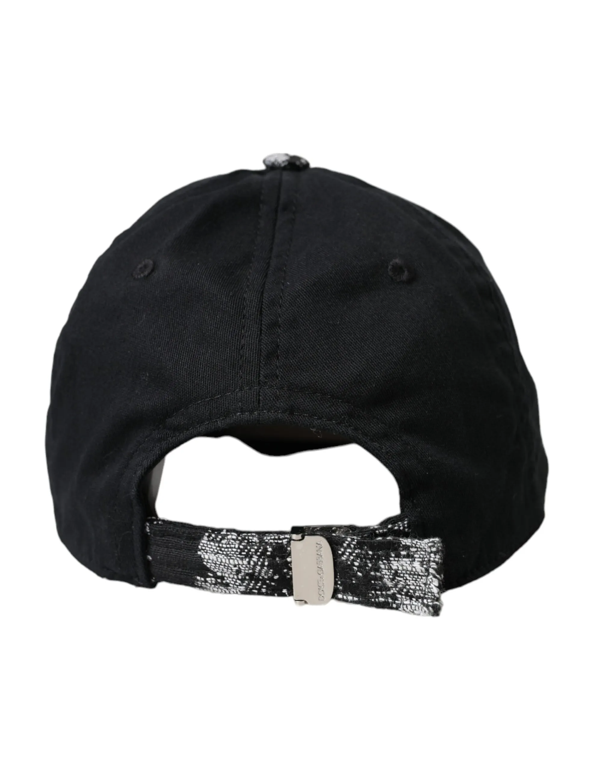 Dolce & Gabbana Men's Black Silver Floral Print Baseball Hat Men