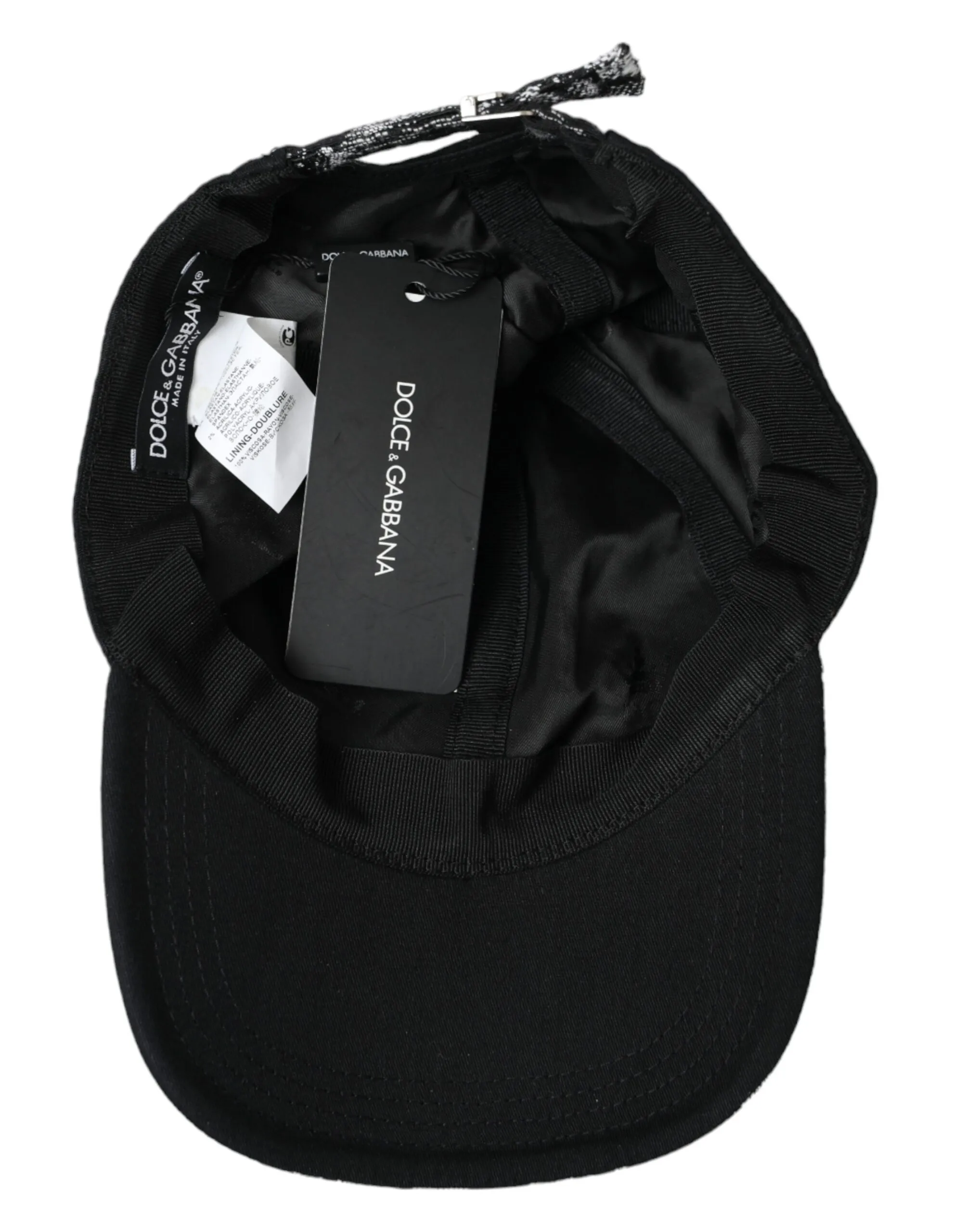 Dolce & Gabbana Men's Black Silver Floral Print Baseball Hat Men