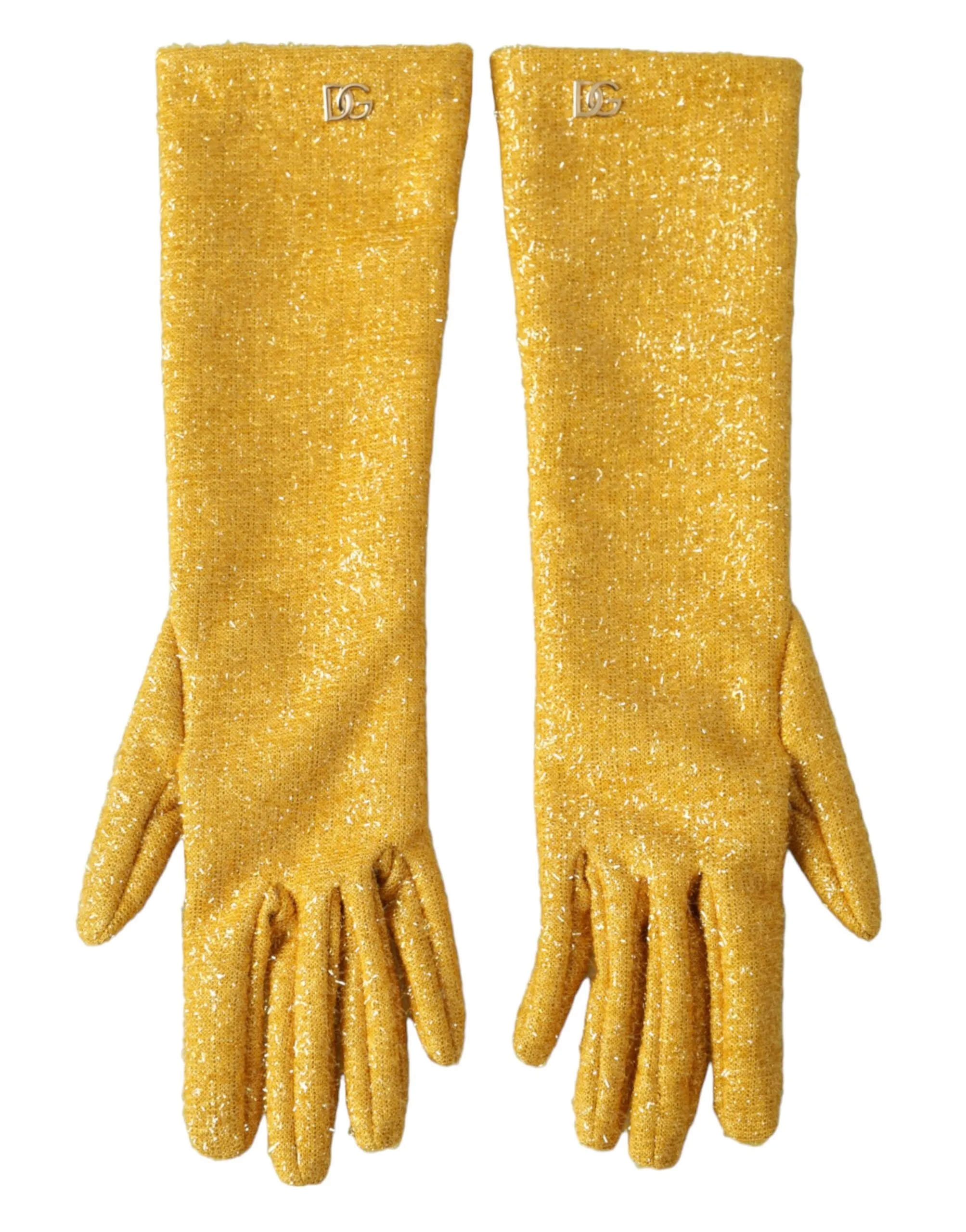 Dolce & Gabbana Women's Gold Lurex Fantasia Mid Arm Length Gloves