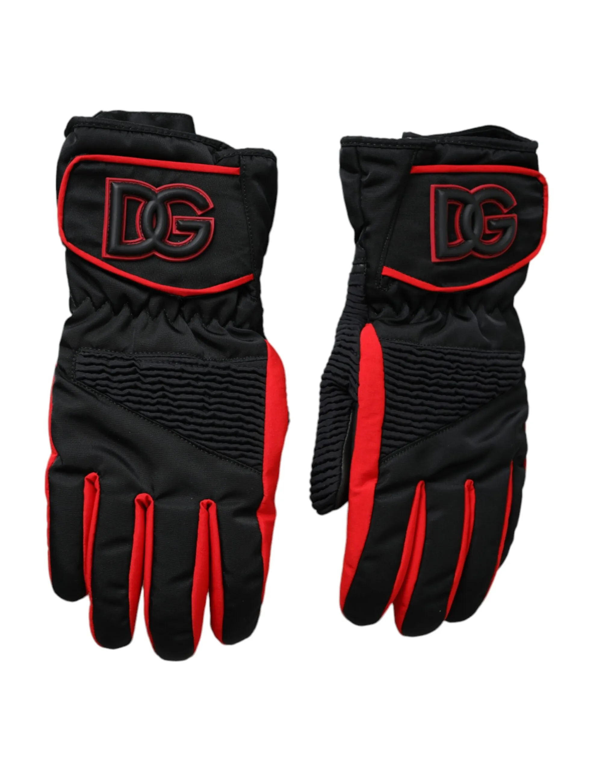 Dolce & Gabbana Men's Black Red Nylon Wrist Length Gloves