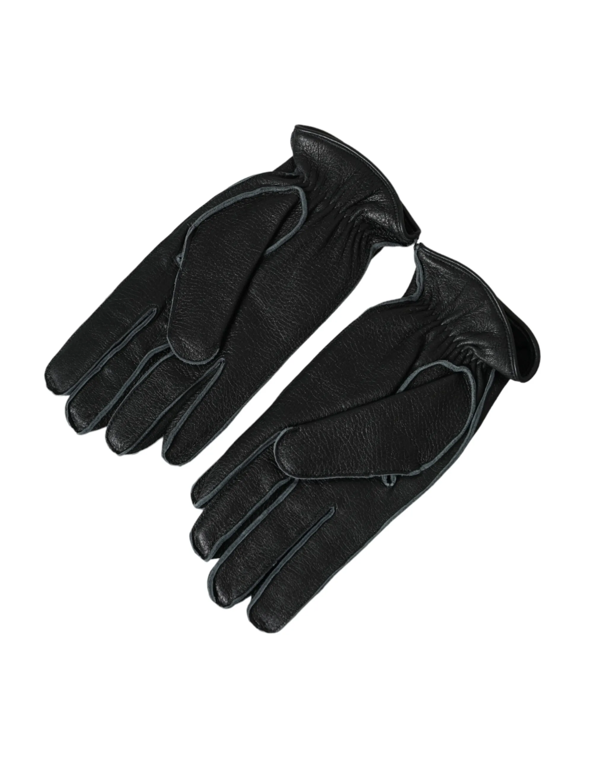 Dolce & Gabbana Men's Black Deer Leather Wrist Length Gloves