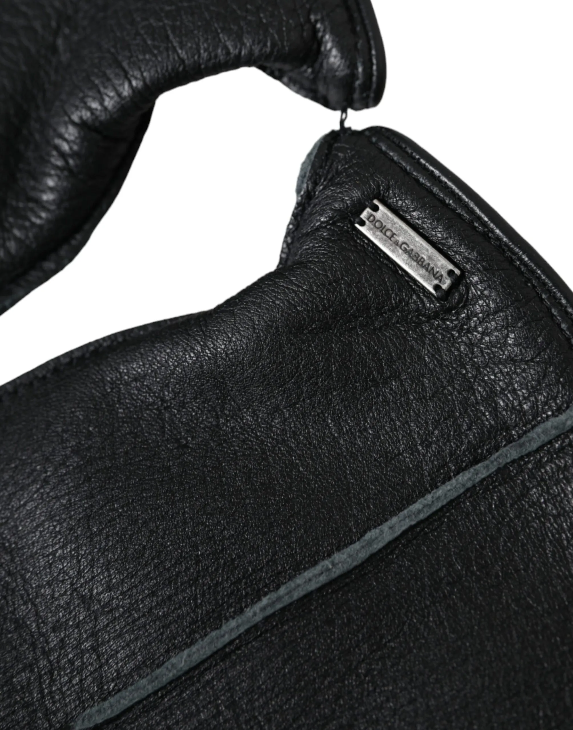 Dolce & Gabbana Men's Black Deer Leather Wrist Length Gloves