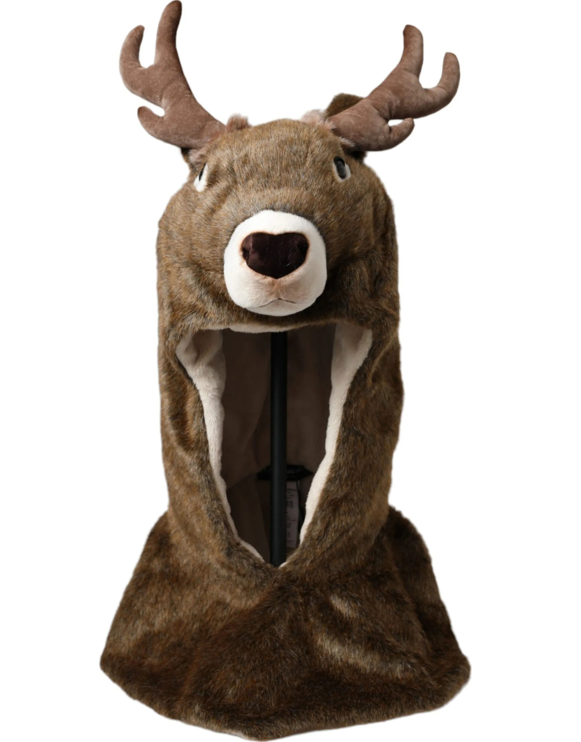 Dolce & Gabbana Women's Brown Deer Faux Fur Whole Head Hat