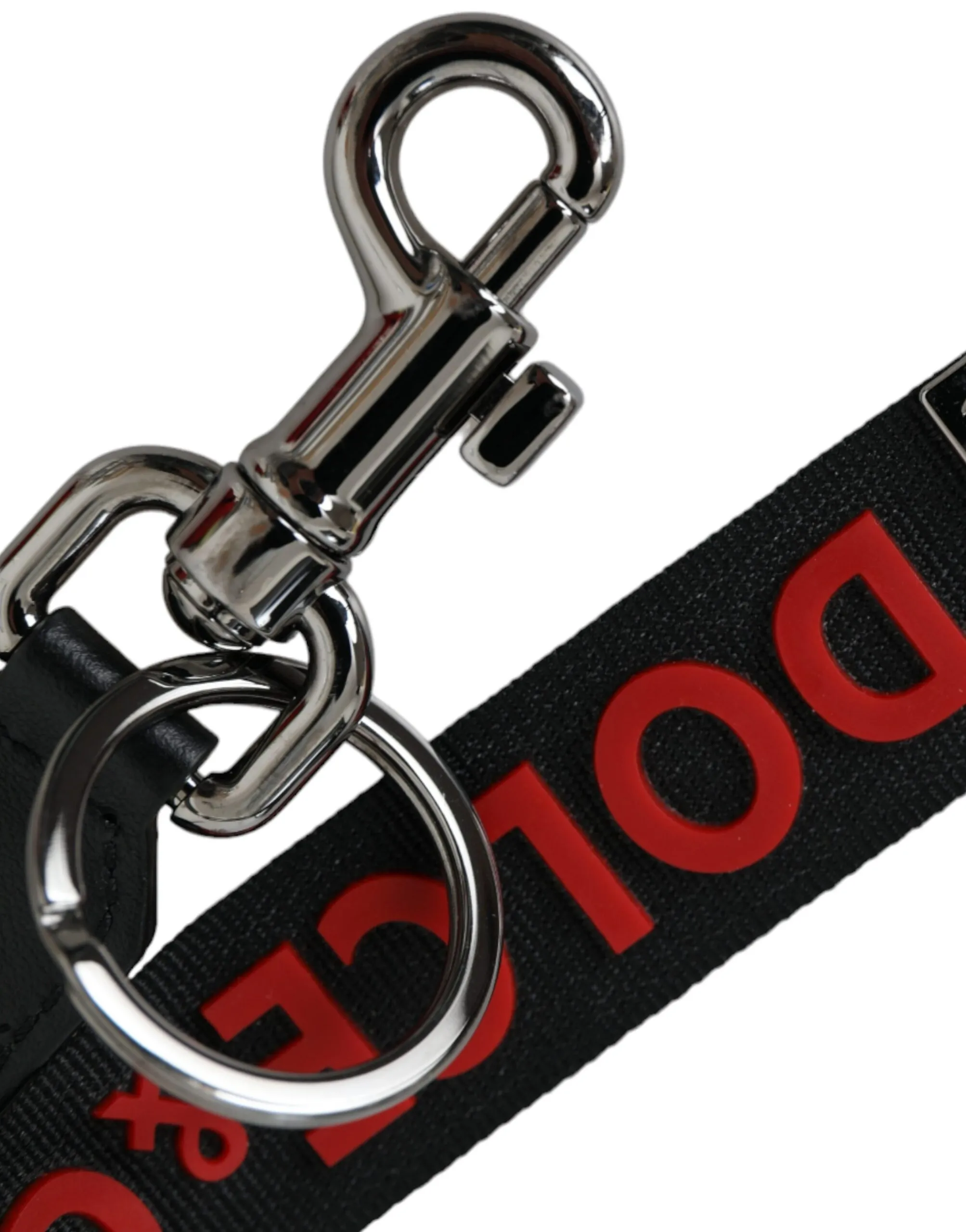 Dolce & Gabbana Men's Red DG Logo Rubber Silver Tone Metal Keyring Keychain