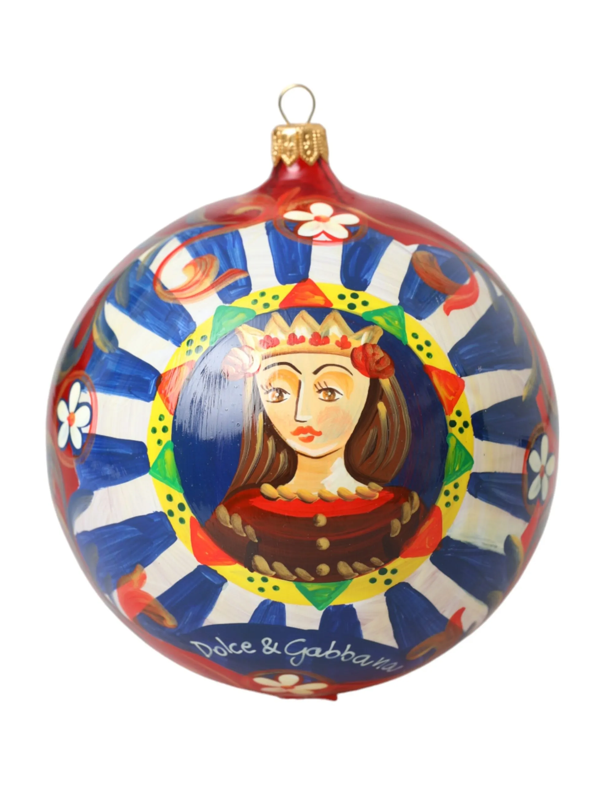 Dolce & Gabbana Multicolor Carretto Print Round Ornament Christmas Ball
