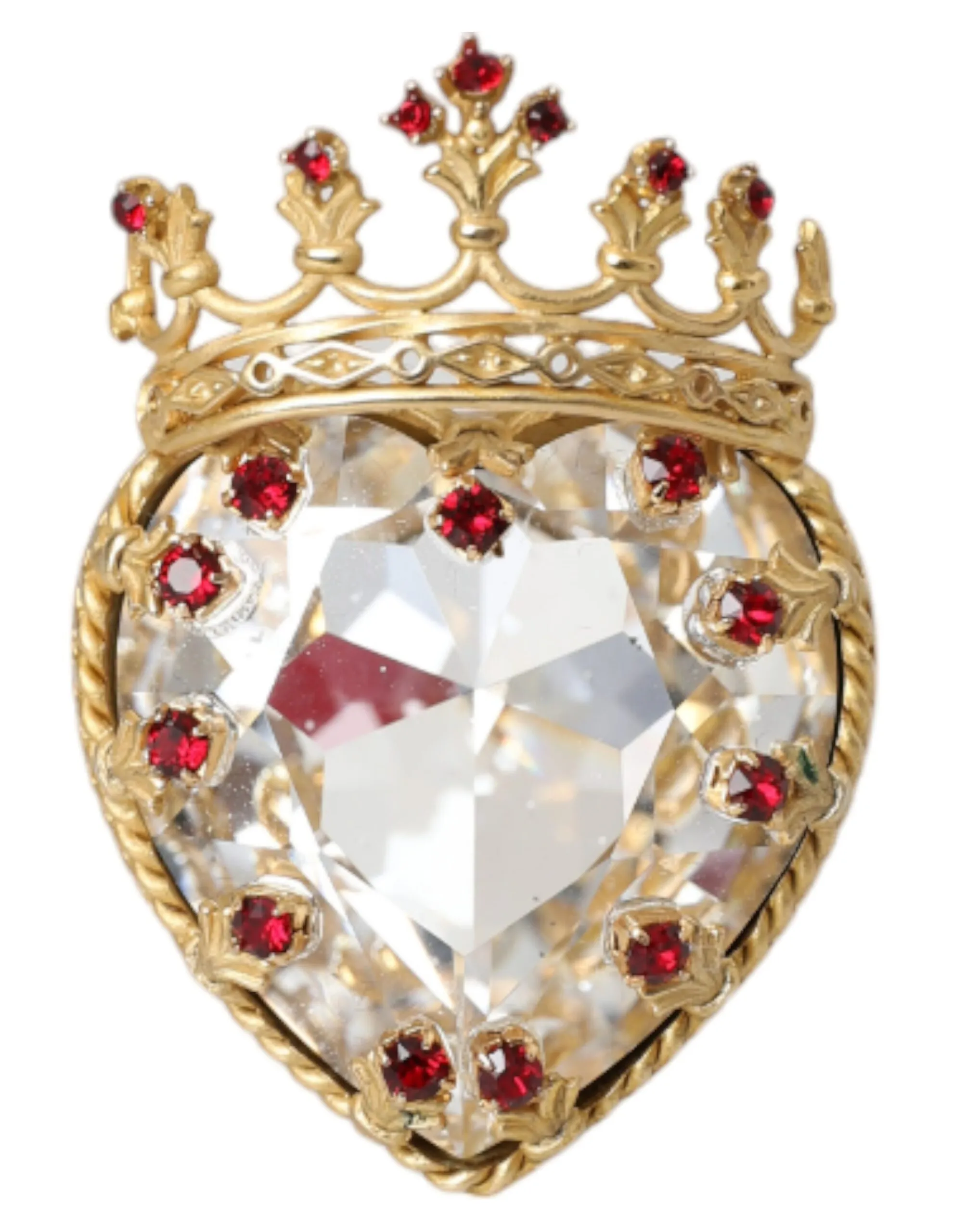 Dolce & Gabbana Women's Gold Tone Brass Crystal Heart Crown Statement Ring