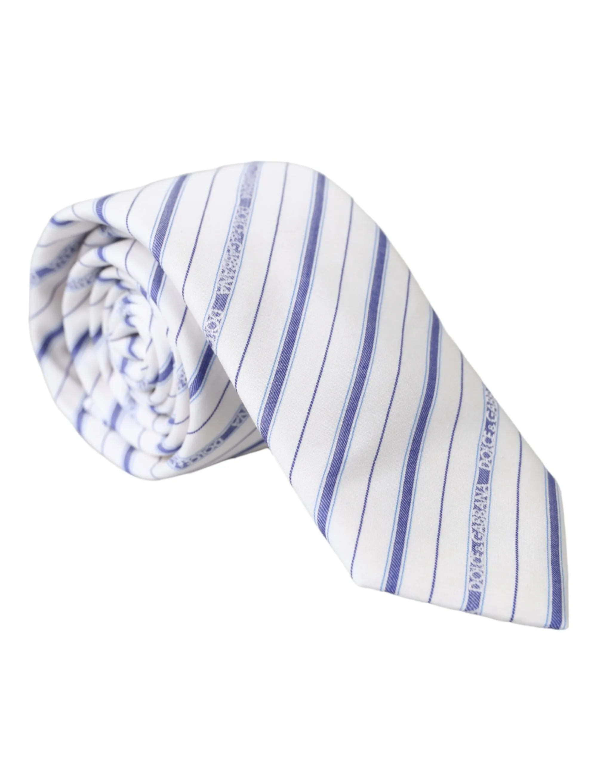 Dolce & Gabbana Men's White Blue Stripes Silk Adjustable Tie