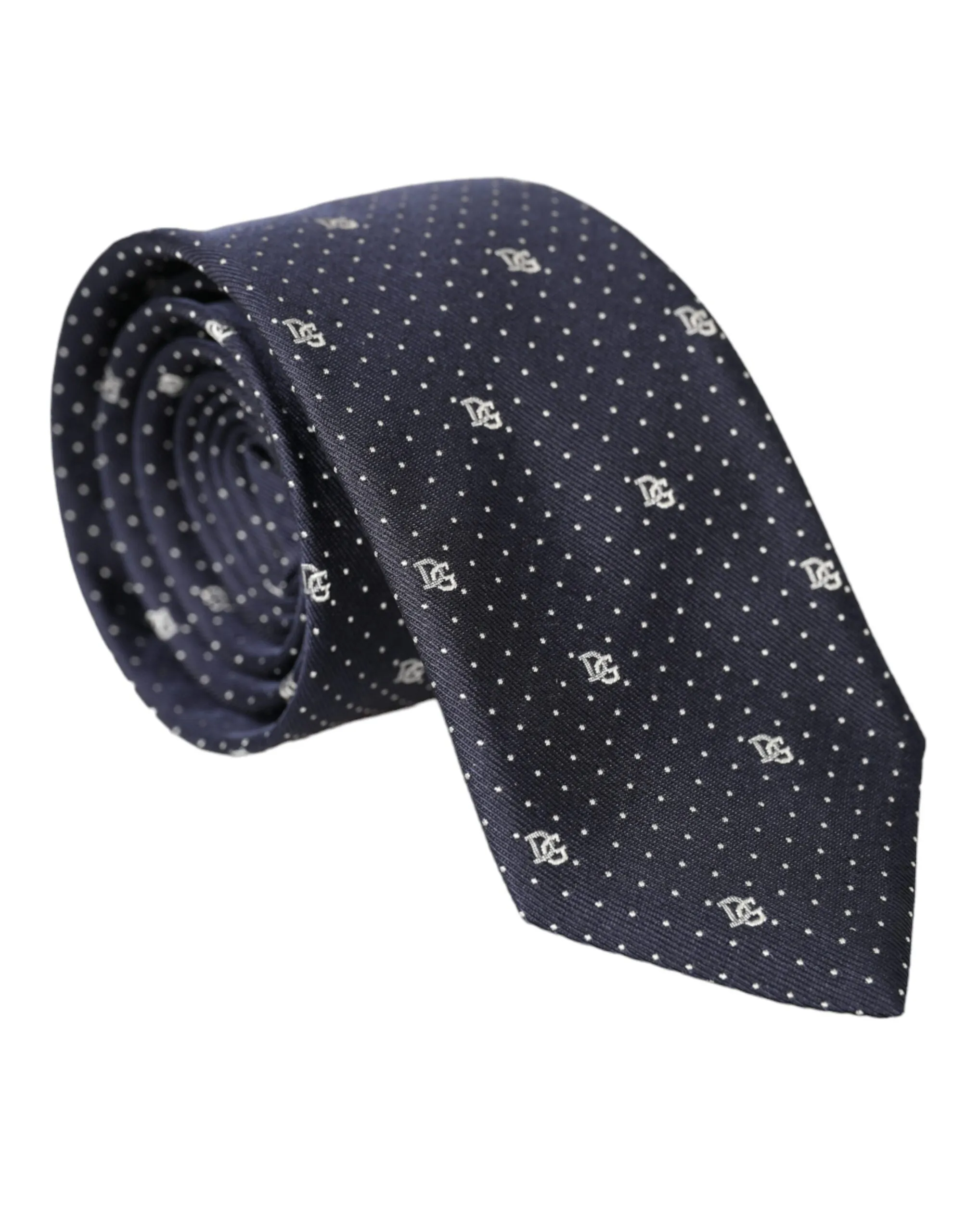 Dolce & Gabbana Men's Blue DG Logo 100% Silk Adjustable Tie