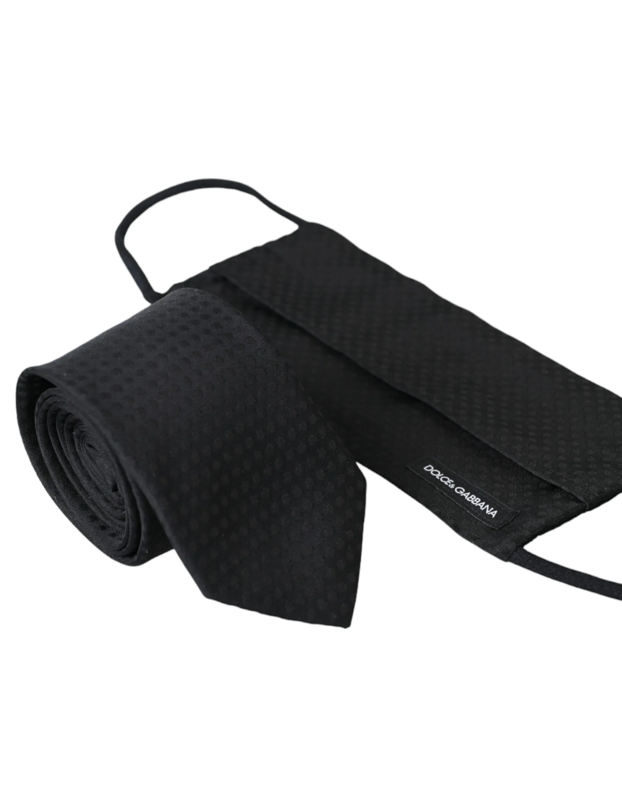 Dolce & Gabbana Men's Black 100% Silk Adjustable Necktie Face Mask