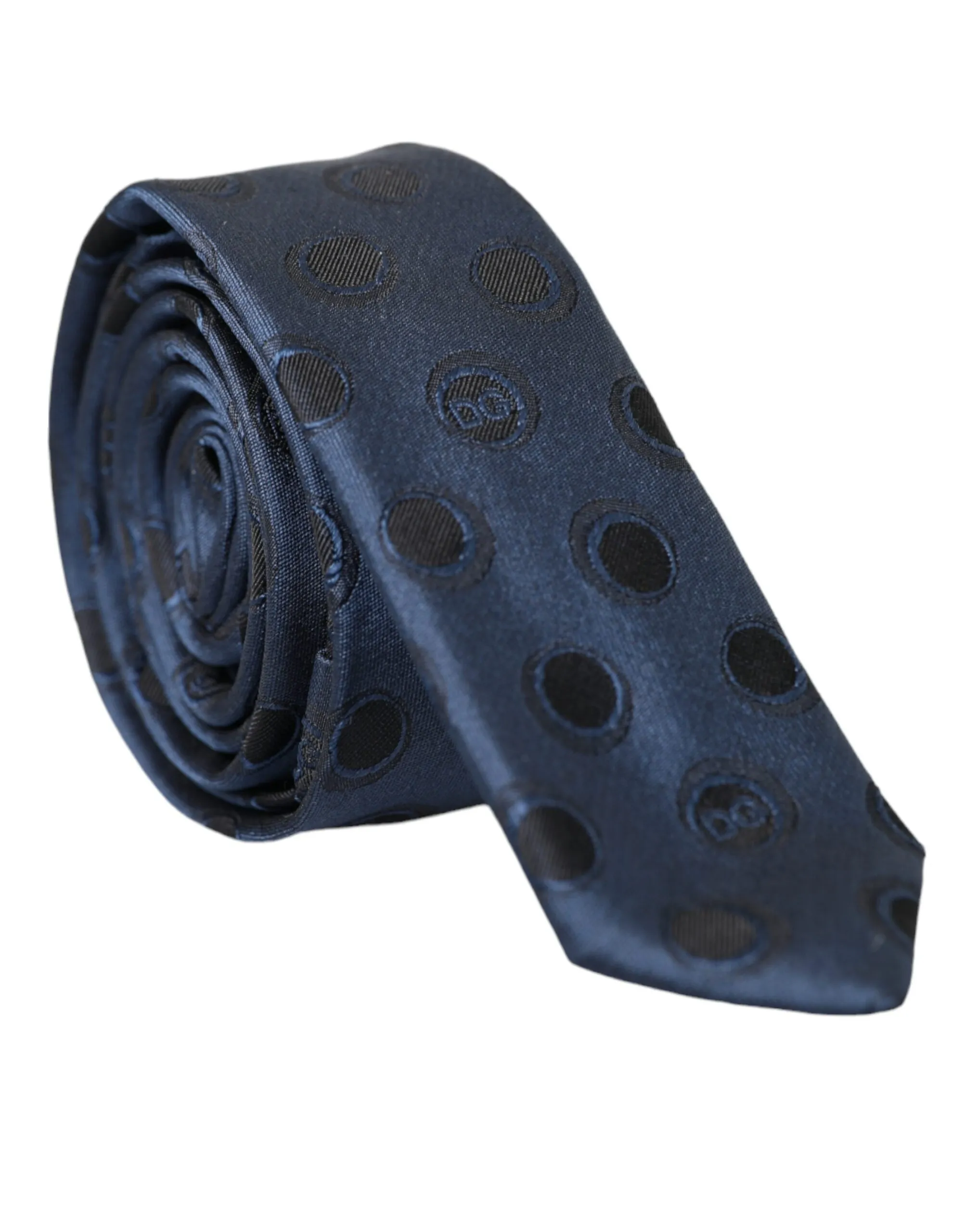Dolce & Gabbana Men's Dark Blue Logo 100% Silk Adjustable Tie