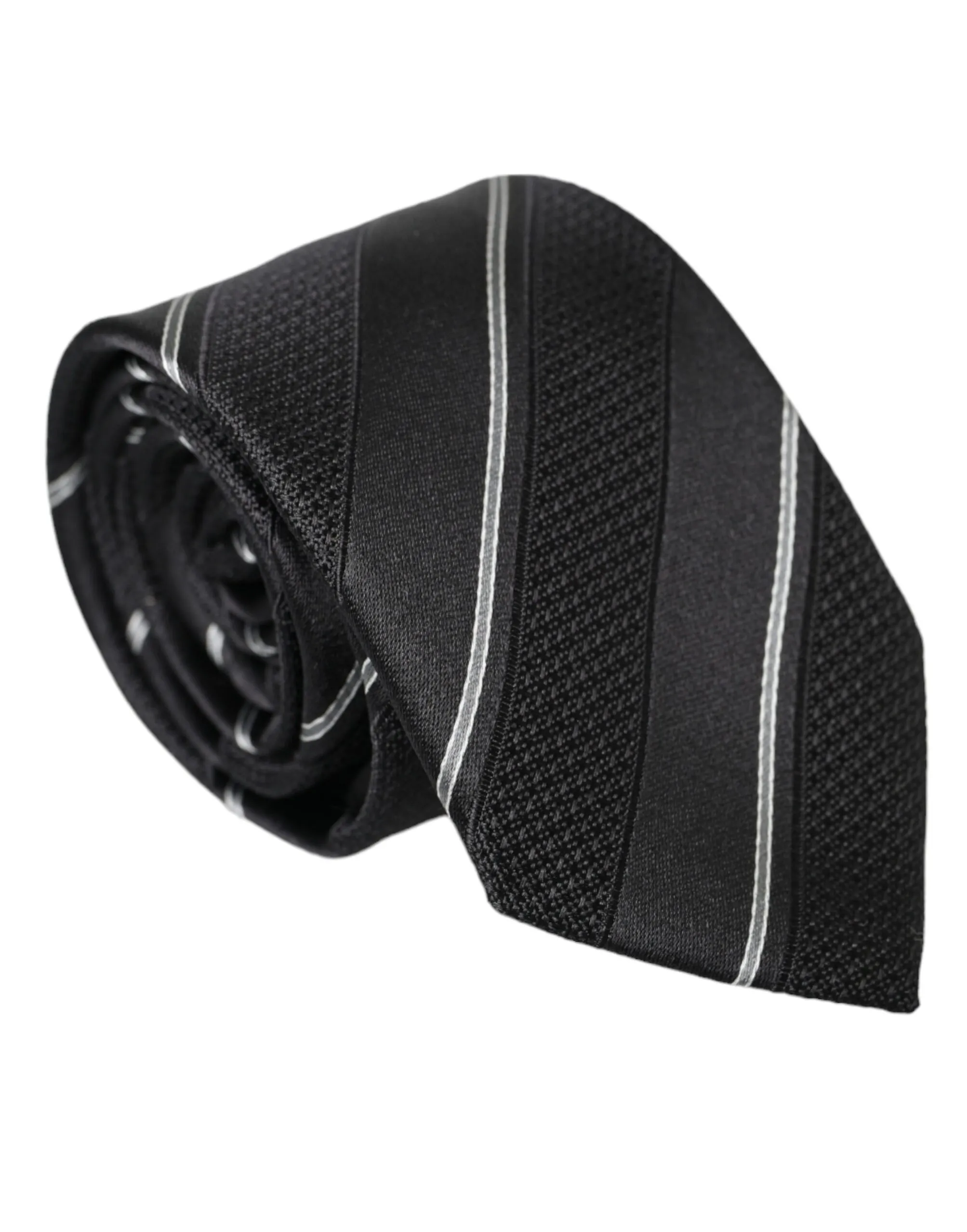 Dolce & Gabbana Men's Black White Stripes Silk Adjustable Tie