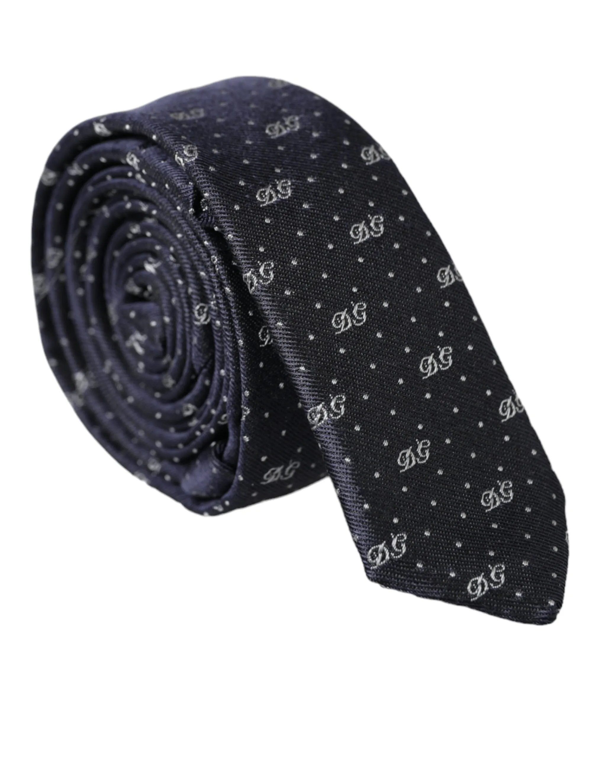 Dolce & Gabbana Men's Blue DG Logo 100% Silk Adjustable Tie