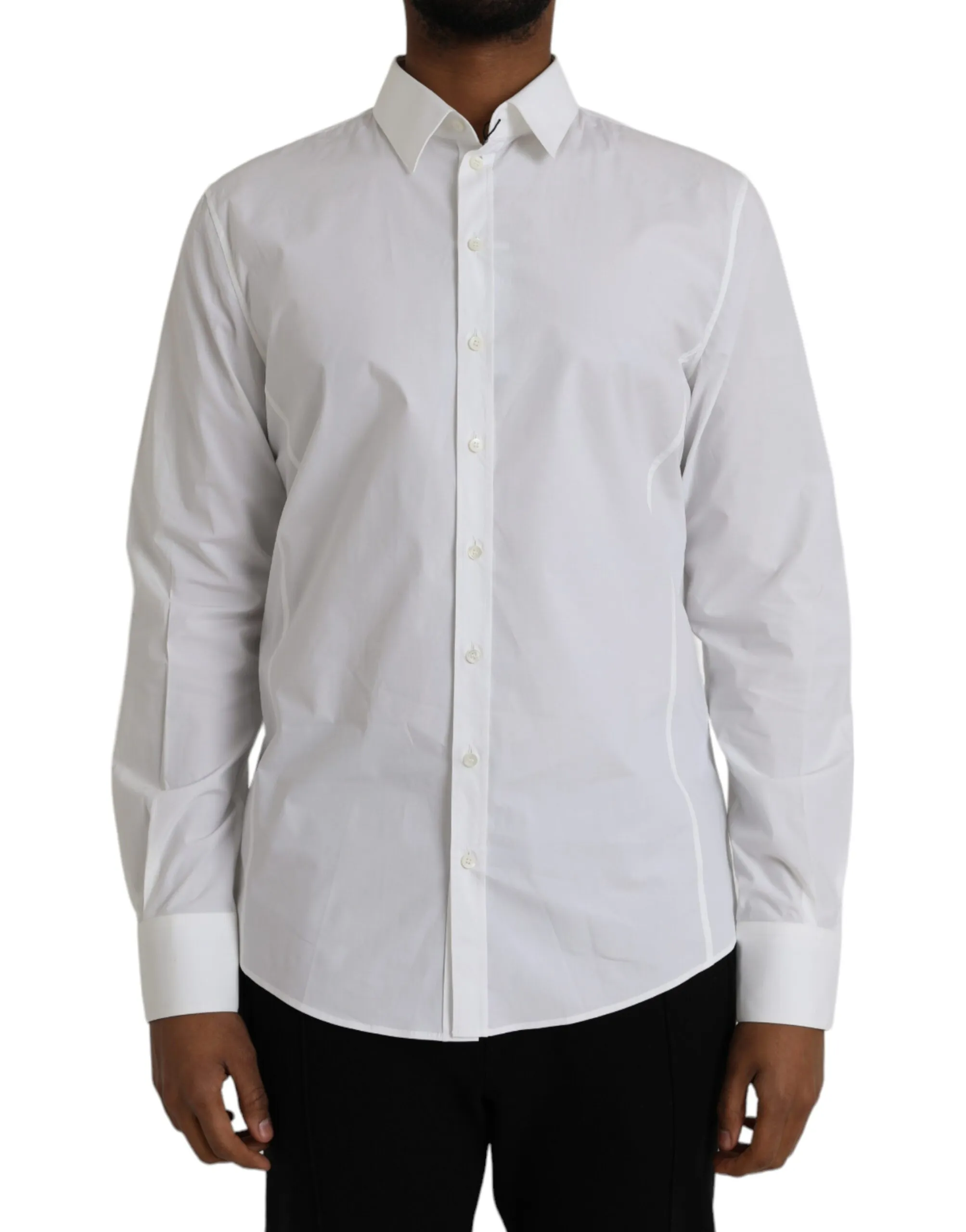 Dolce & Gabbana Men's White Cotton Formal Dress Top SICILIA Shirt