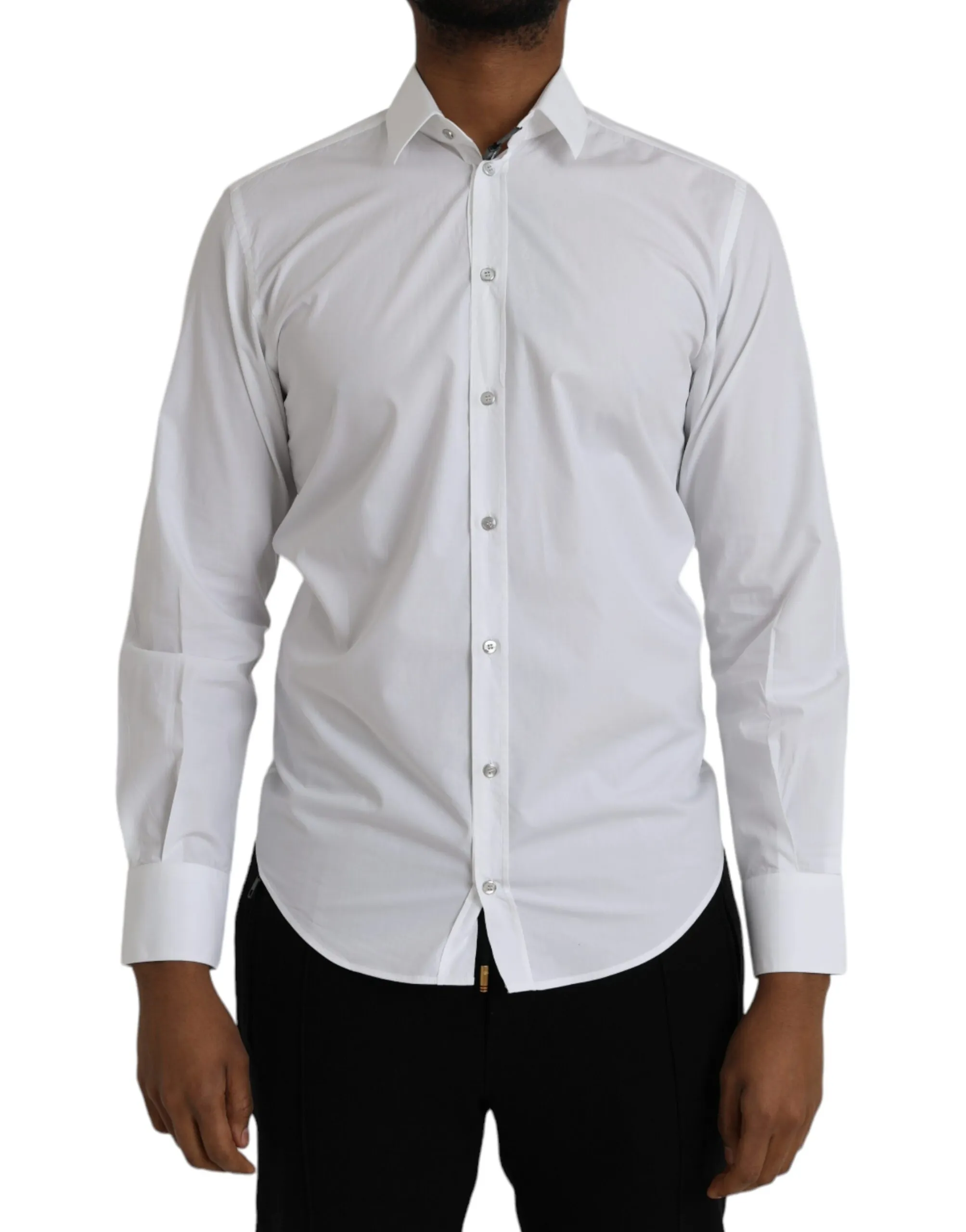 Dolce & Gabbana Men's White Cotton Long Sleeve Dress MARTINI Shirt