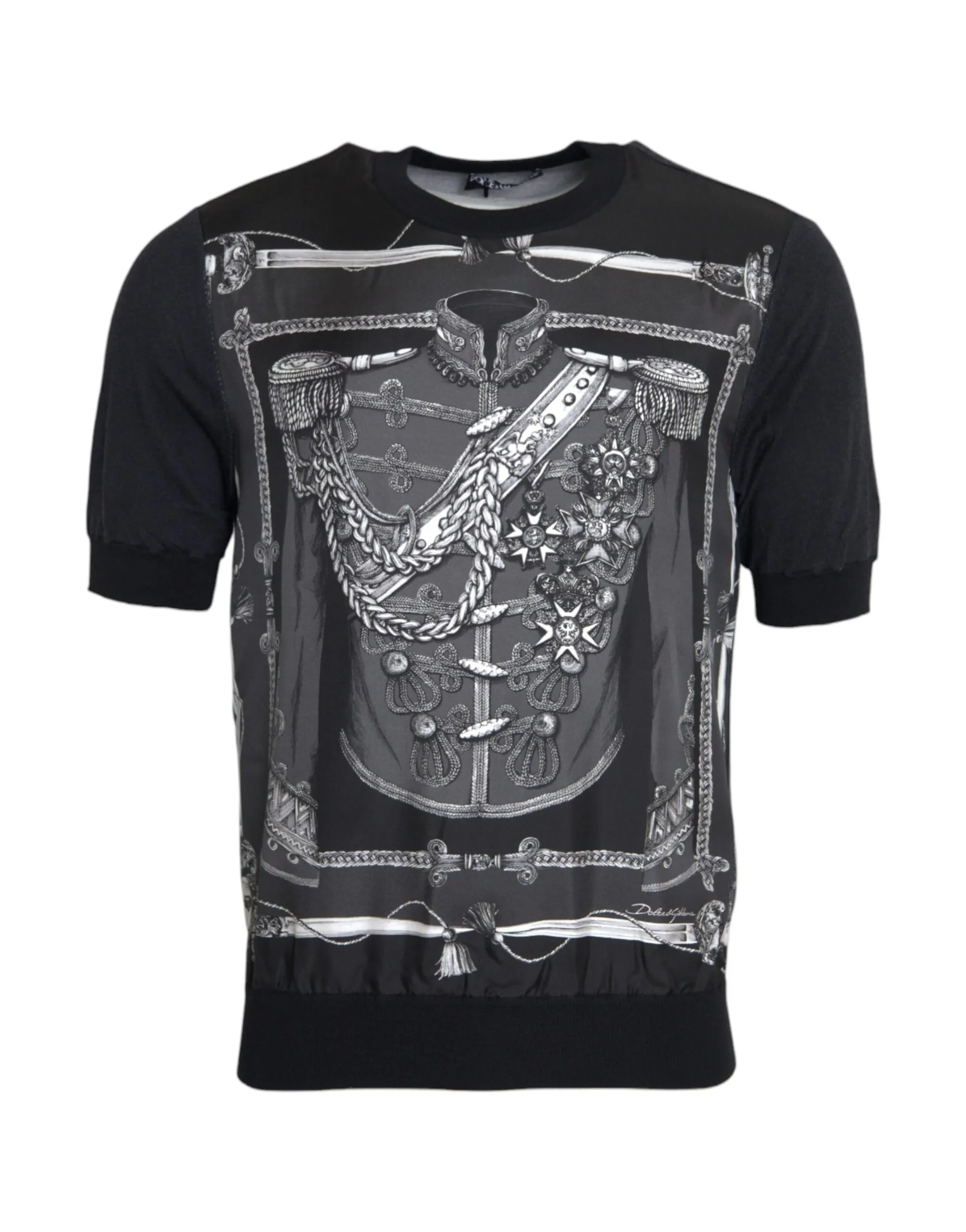 Dolce & Gabbana Men's Black Cashmere Silk Jacket Print T-shirt