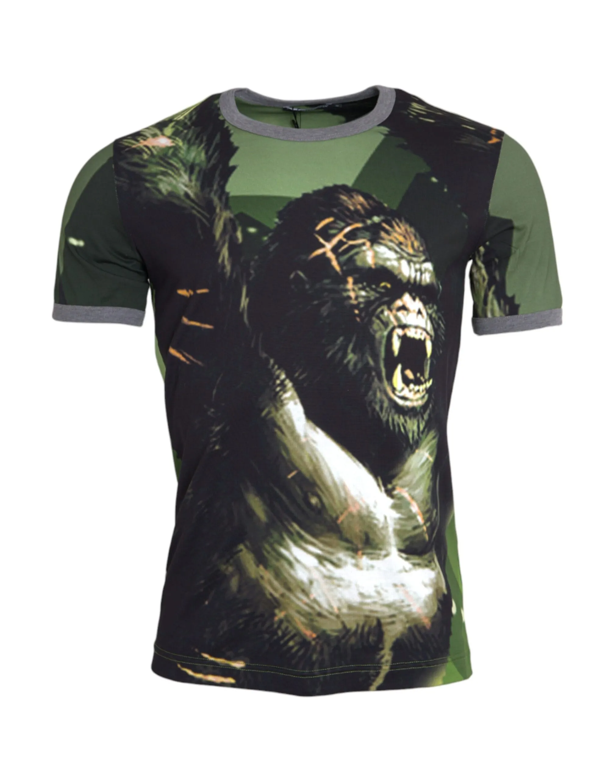 Dolce & Gabbana Men's Green Gorilla Cotton Short Sleeves T-shirt
