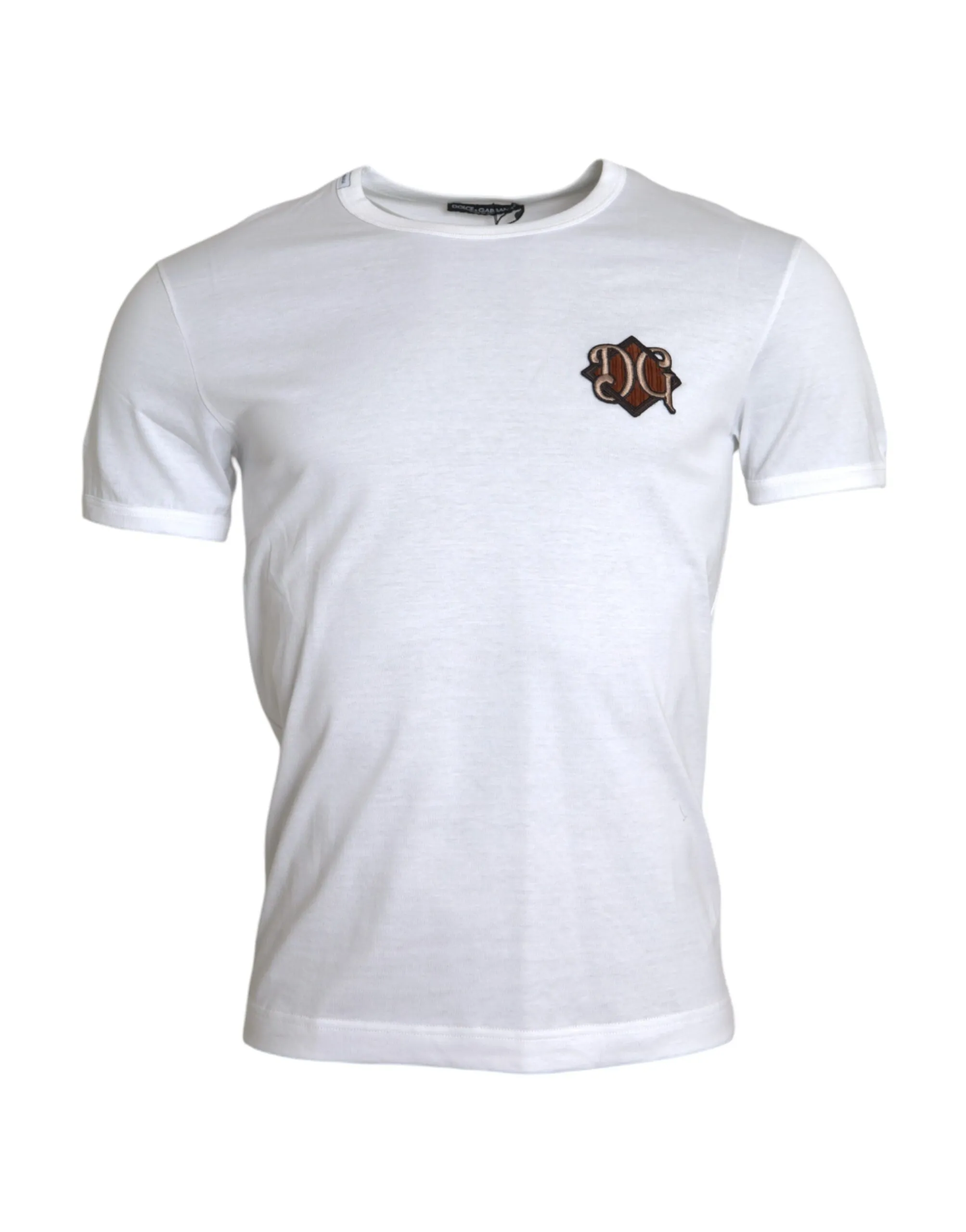 Dolce & Gabbana Men's White Logo Embroidery Short Sleeve T-shirt
