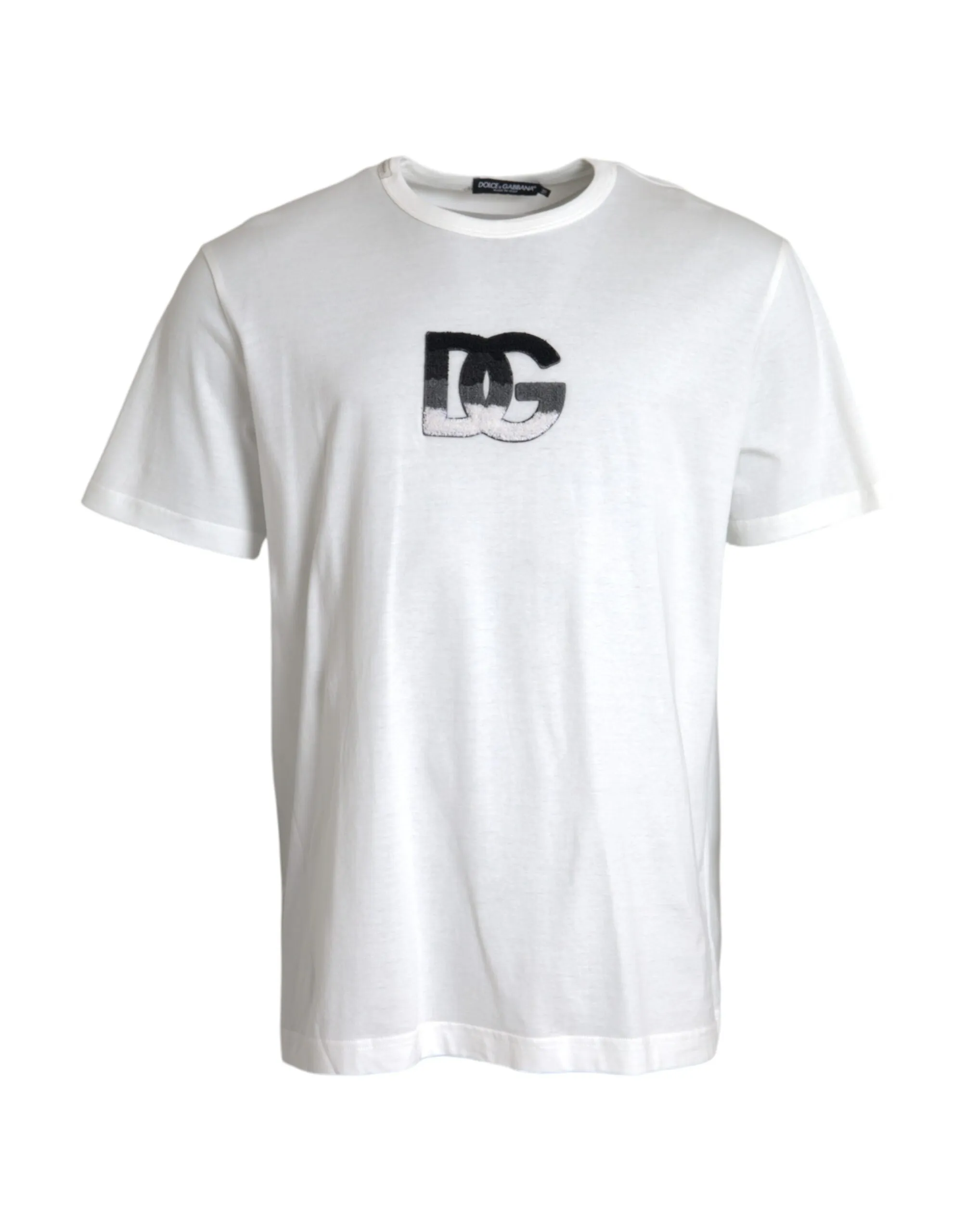 Dolce & Gabbana Men's White Logo Cotton Short Sleeve T-shirt