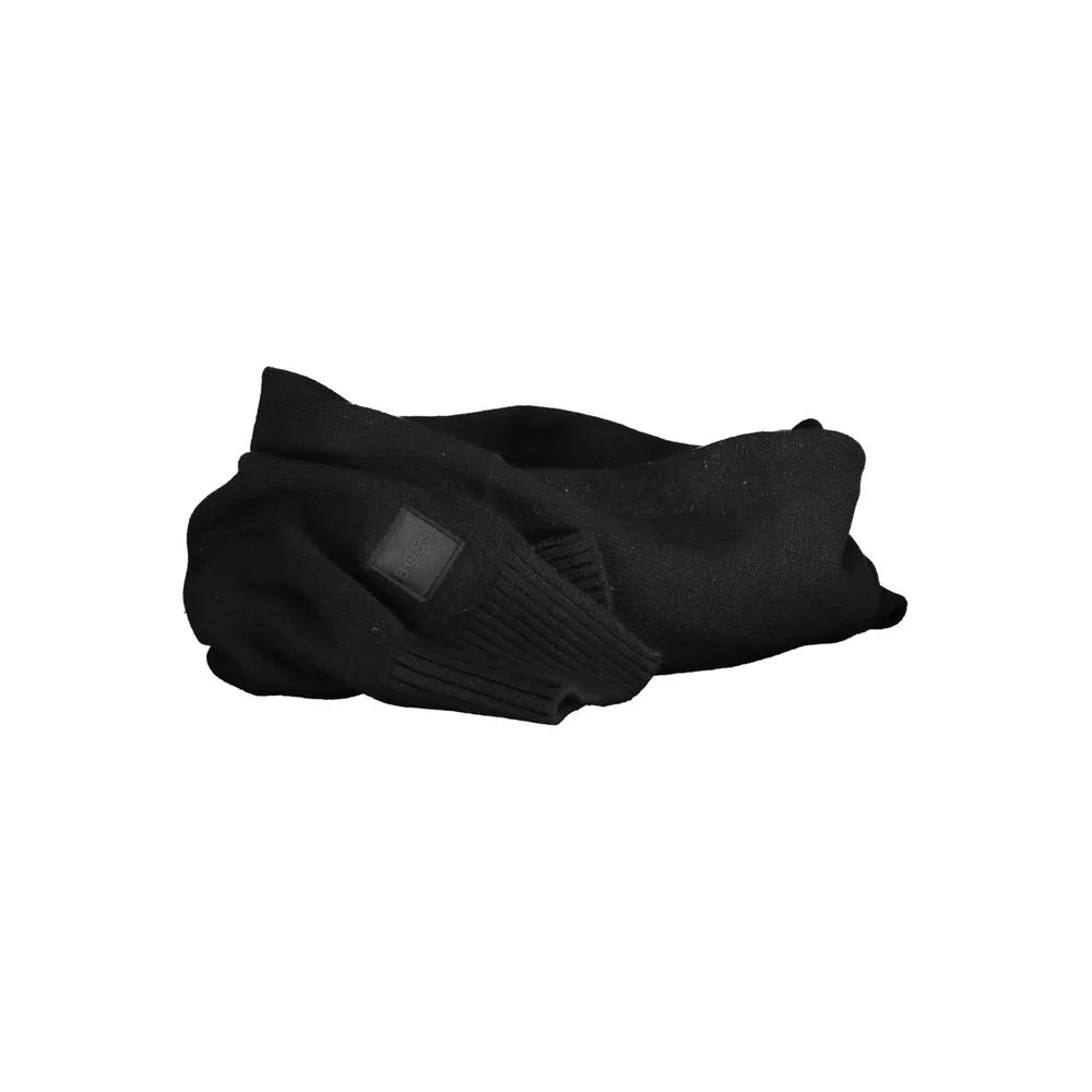 Hugo Boss Men's Black Cotton Scarf