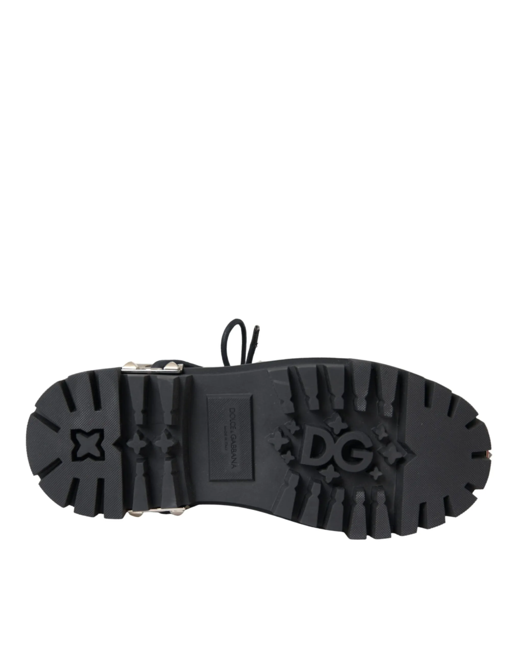 Dolce & Gabbana Men's Black Leather Studs Embellished Combat Boots Shoes
