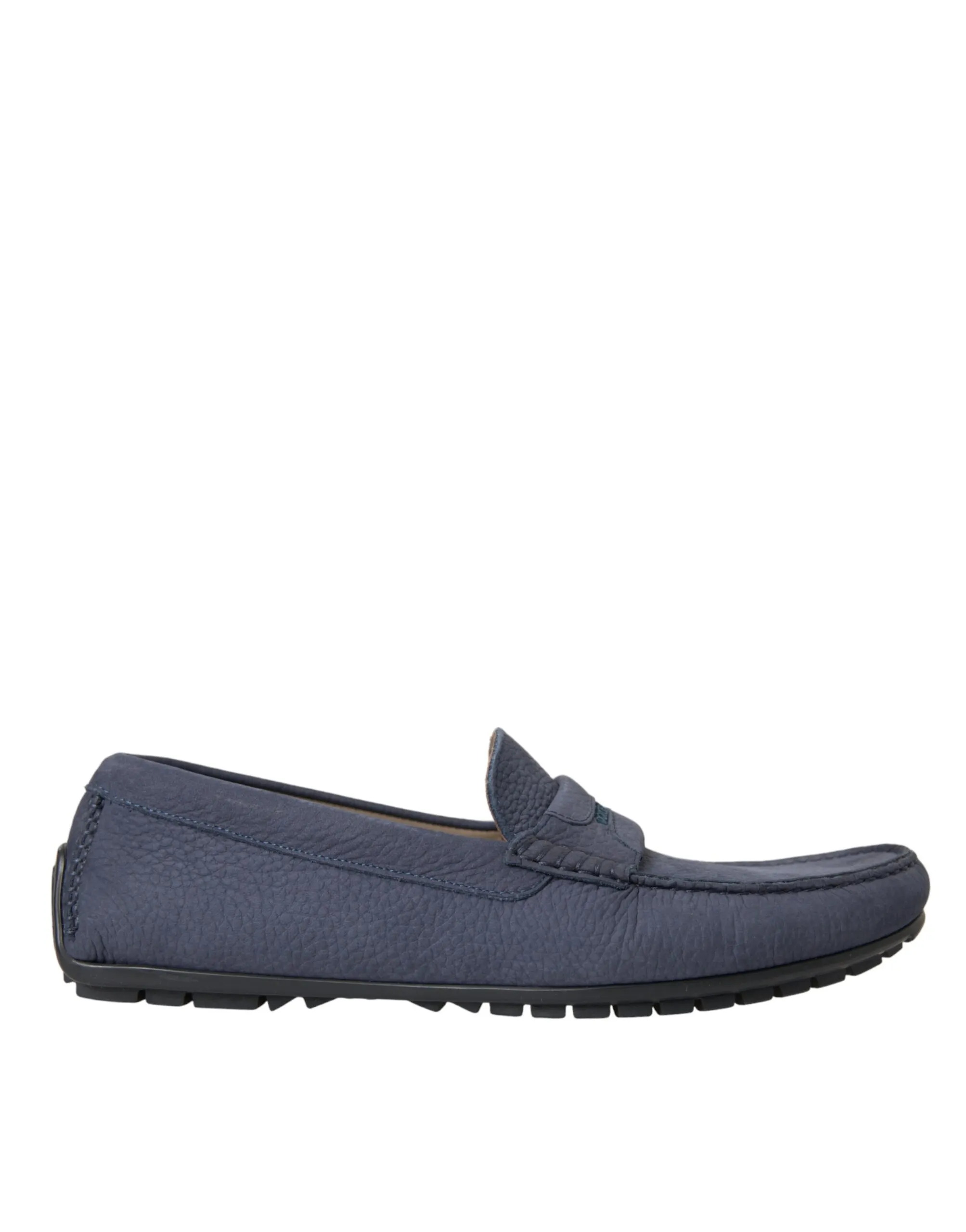 Dolce & Gabbana Men's Blue Calf Leather Slip On Moccasin Shoes