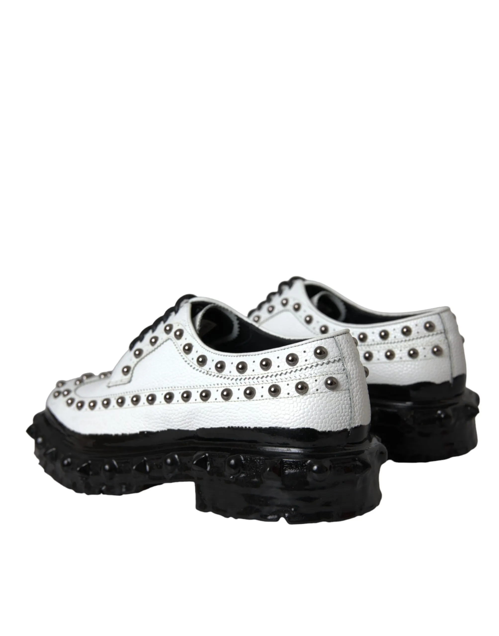 Dolce & Gabbana Men's Black White Embellished Derby Formal Shoes