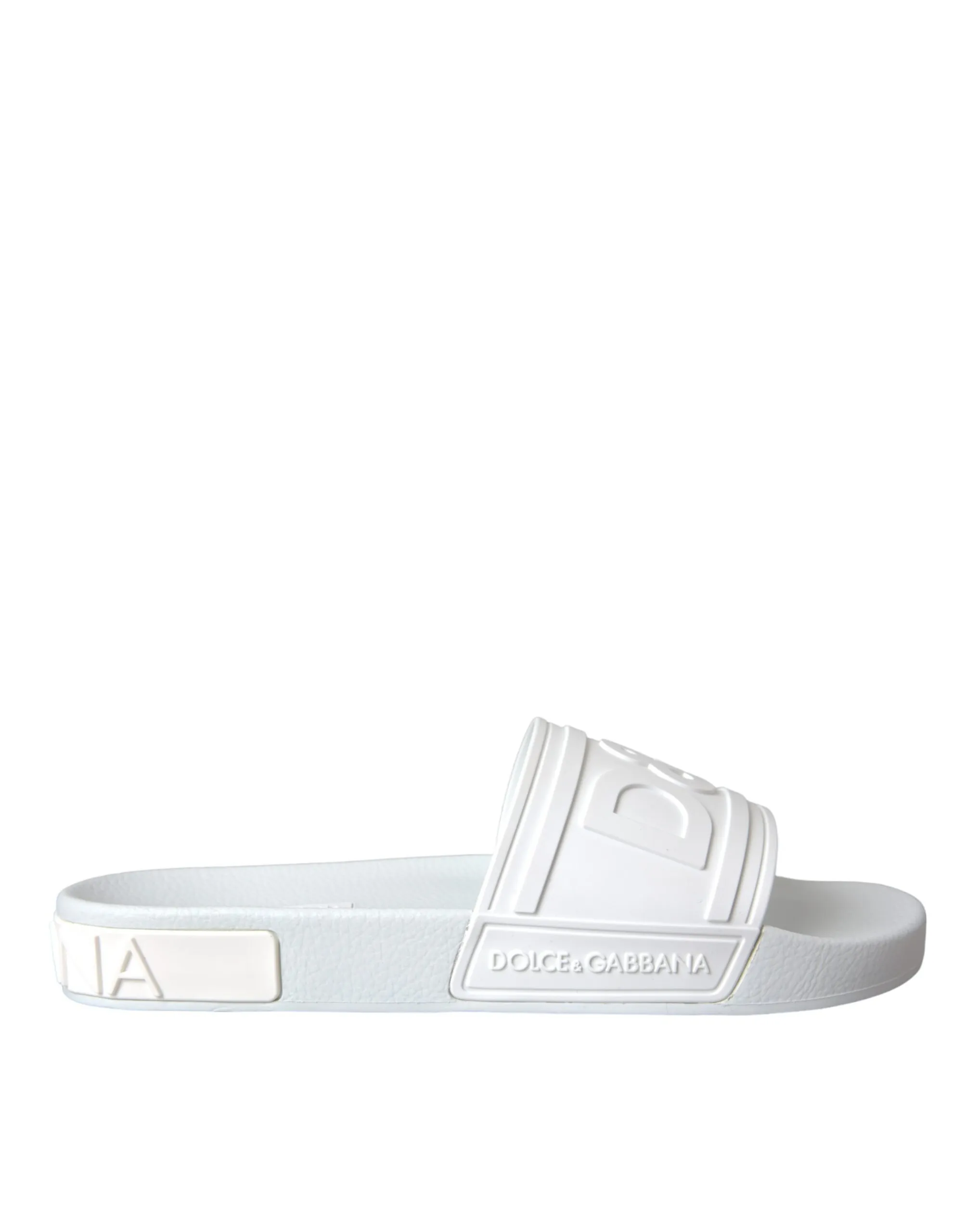 Dolce & Gabbana Men's White Rubber Slides Sandals Beachwear Shoes