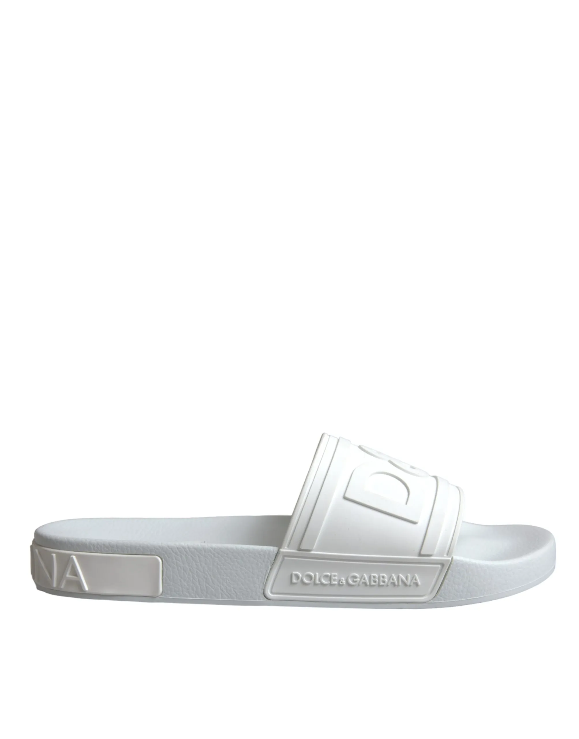 Dolce & Gabbana Men's White Rubber Slides Sandals Beachwear Shoes