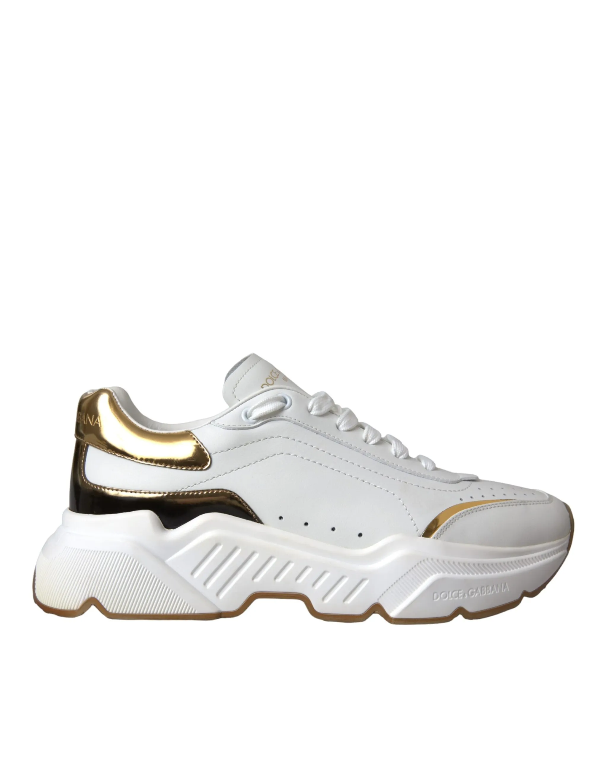 Dolce & Gabbana Women's White Gold DAYMASTER Leather Sneakers Shoes