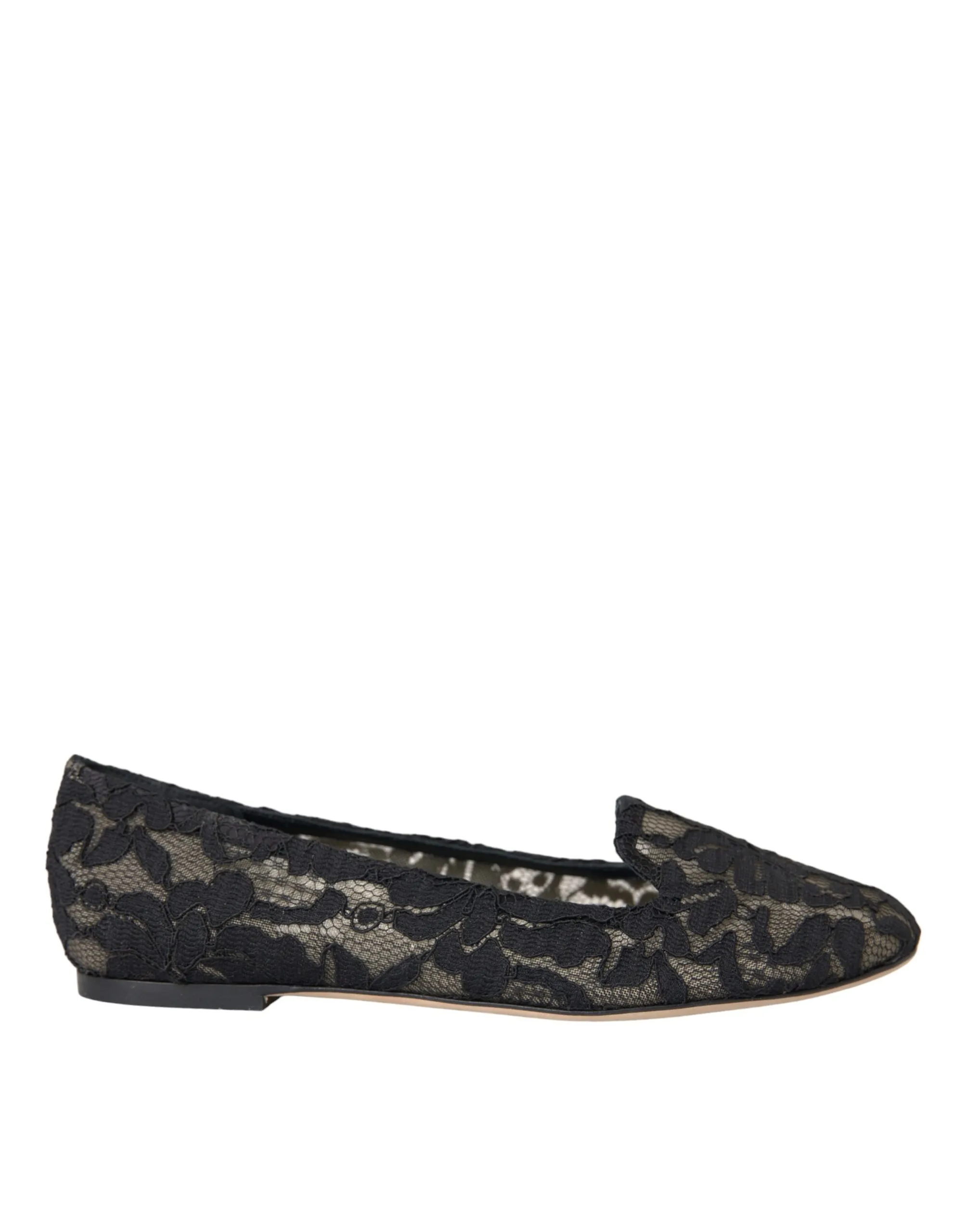 Dolce & Gabbana Women's Black Floral Taormina Lace Loafer Flat Shoes