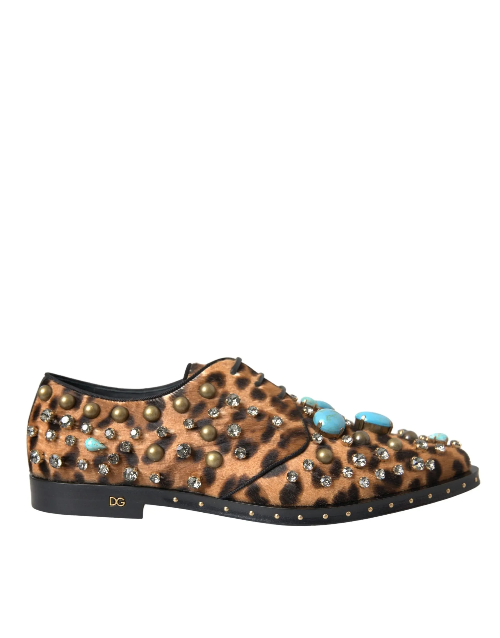 Dolce & Gabbana Women's Brown Leopard Hair Crystal Dress Broque Shoes