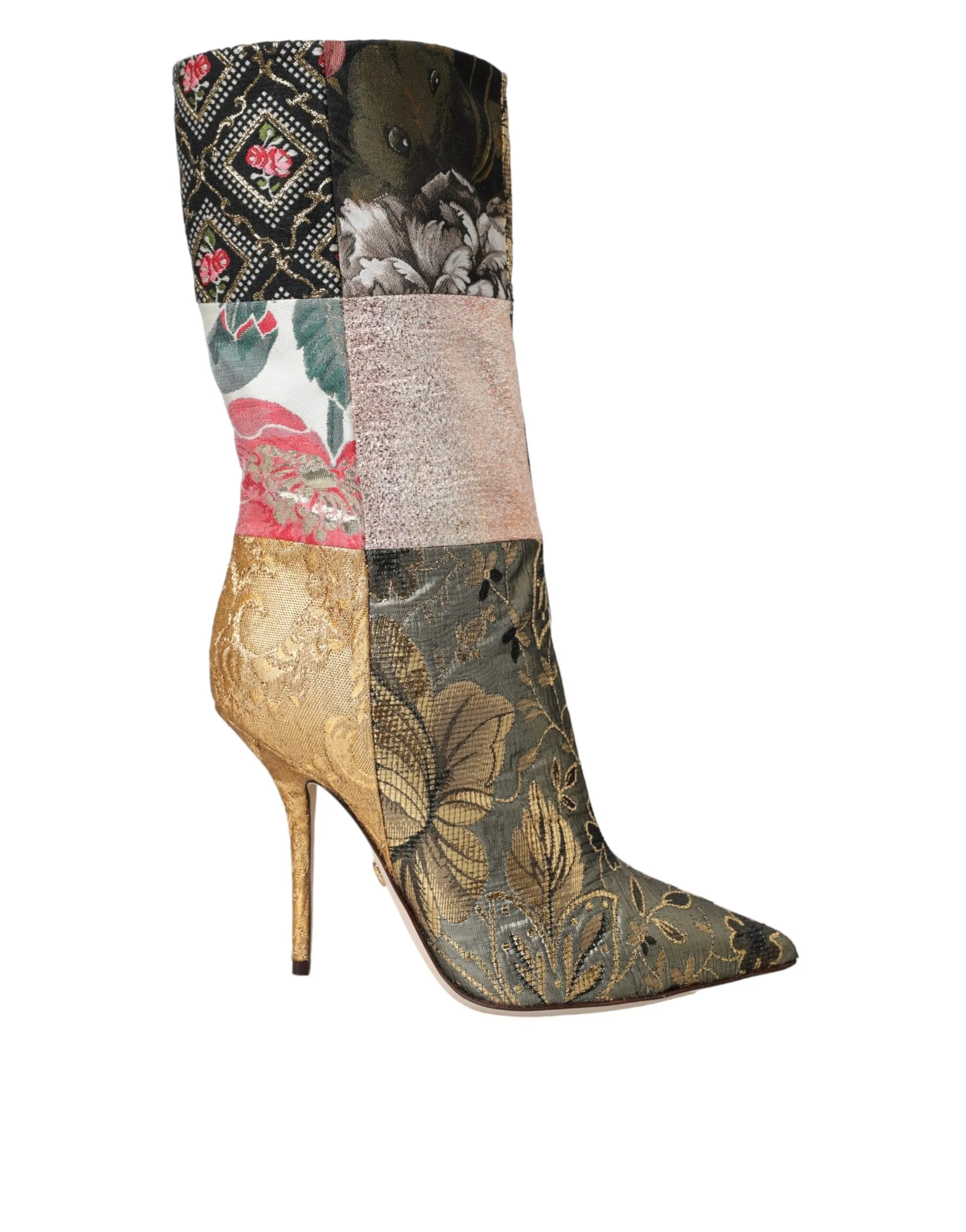 Dolce & Gabbana Women's Multicolor Patchwork Print Heeled Boots Shoes