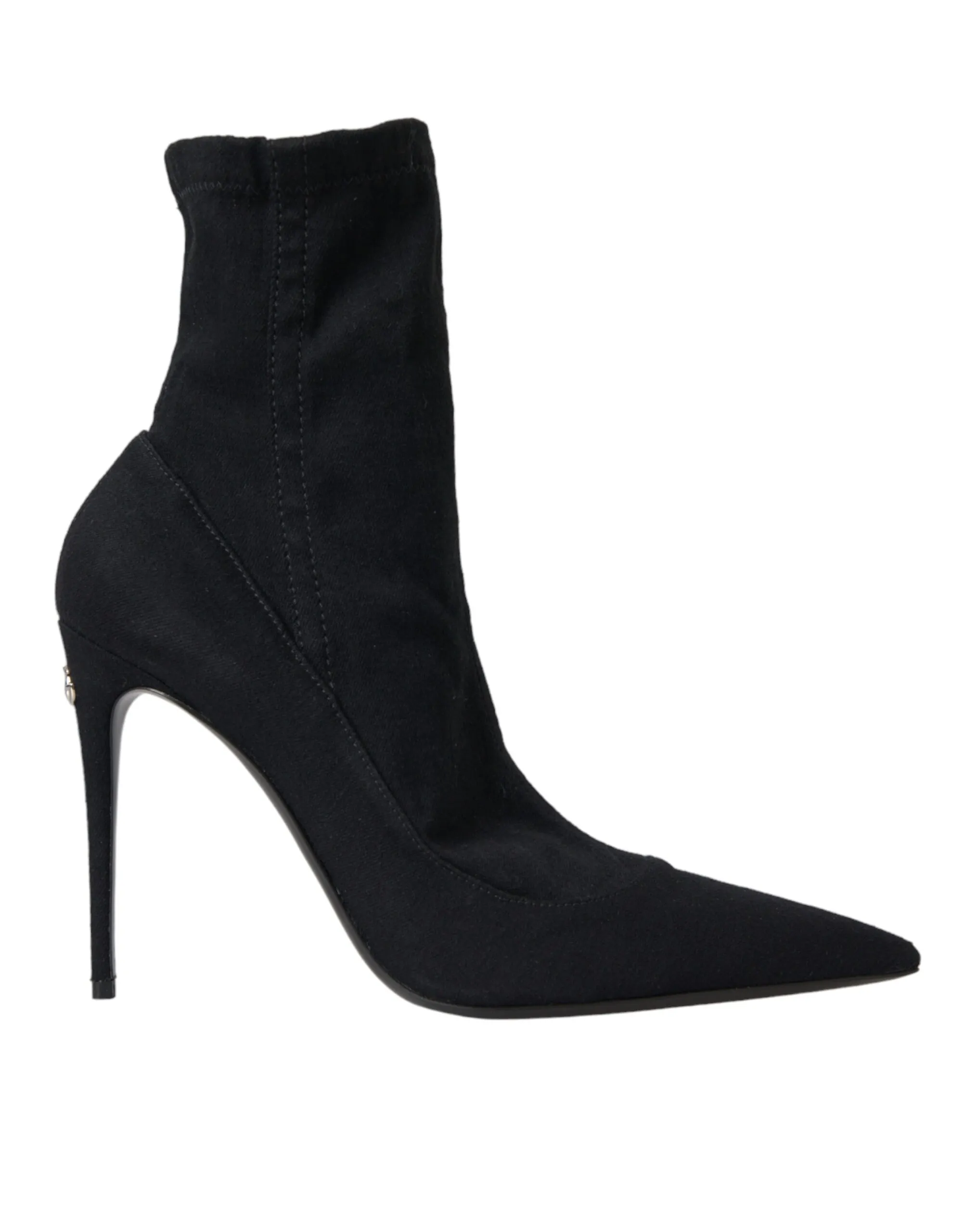 Dolce & Gabbana Women's Black Stiletto Heels Denim Ankle Boots Shoes