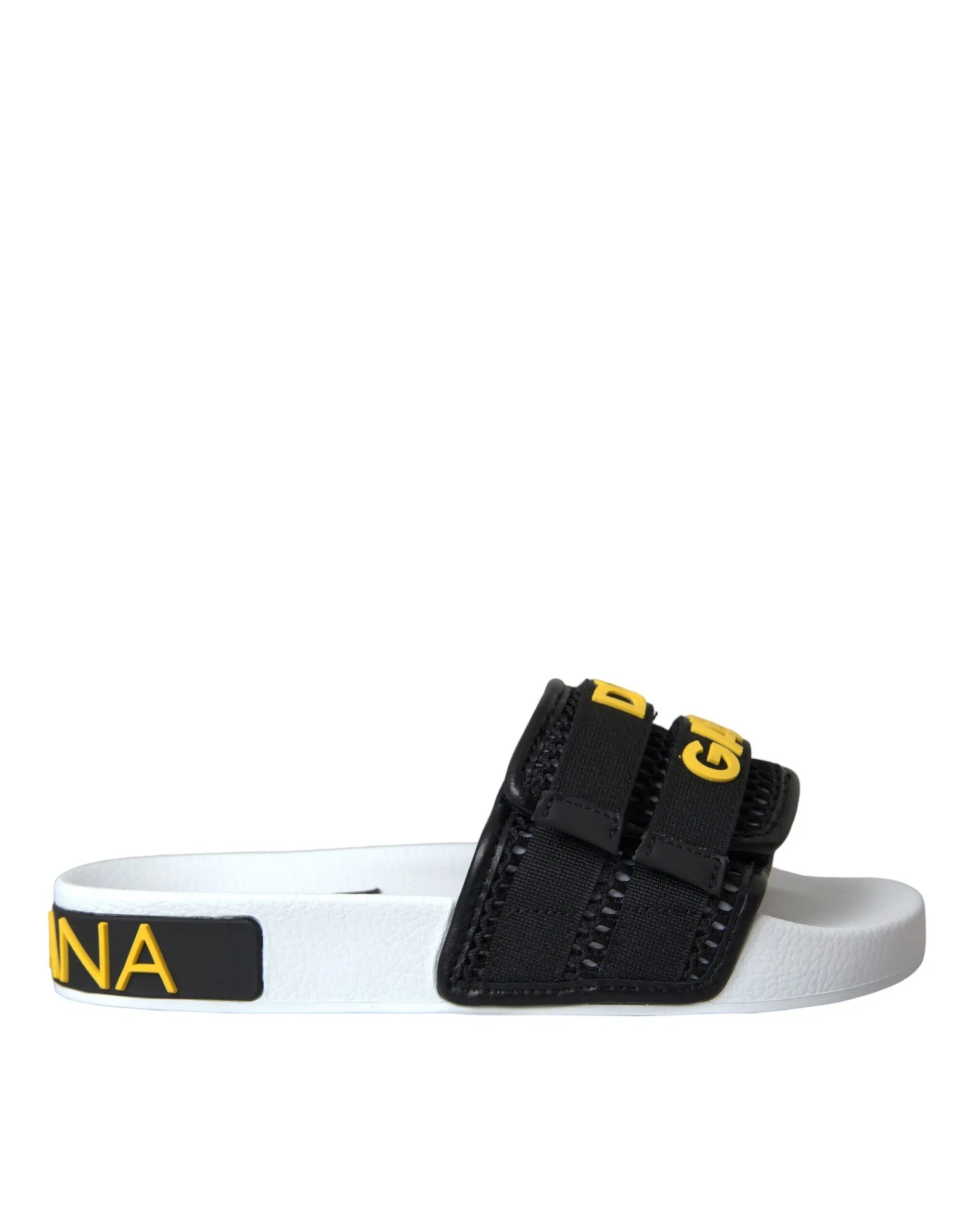 Dolce & Gabbana Women's White Black Logo Beachwear Flats Sandals Shoes