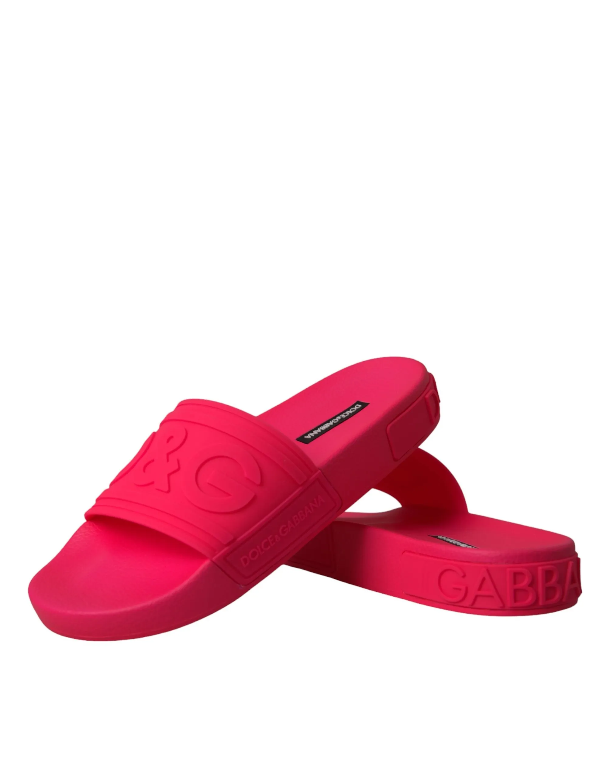 Dolce & Gabbana Women's Fuchsia Rubber Sandals Slides Beachwear Shoes