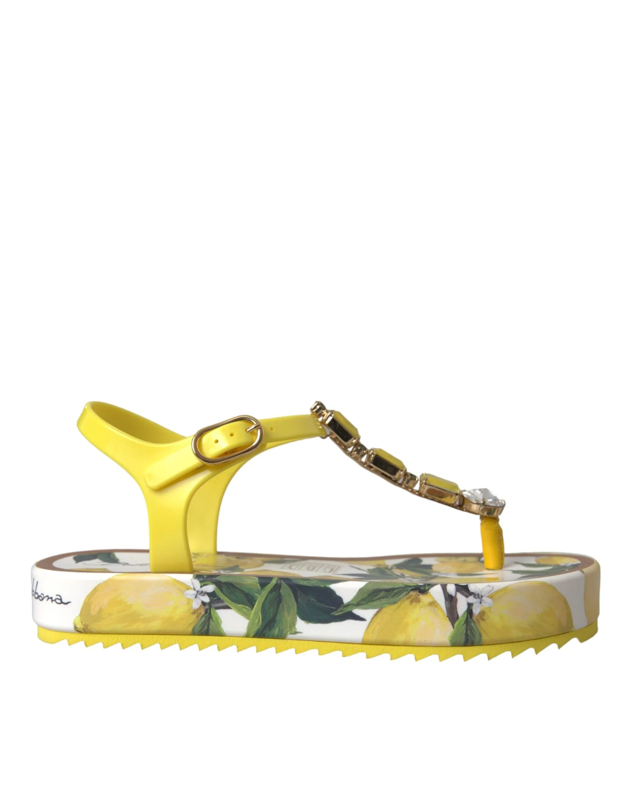 Dolce & Gabbana Women's Yellow Lemon Beachwear Flats Sandals Shoes