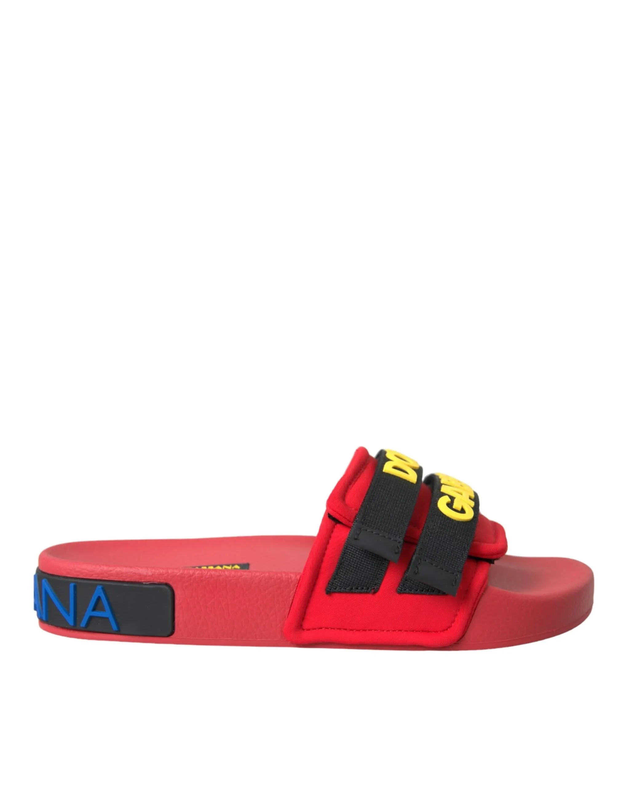 Dolce & Gabbana Women's Red Black Logo Beachwear Flats Sandals Shoes